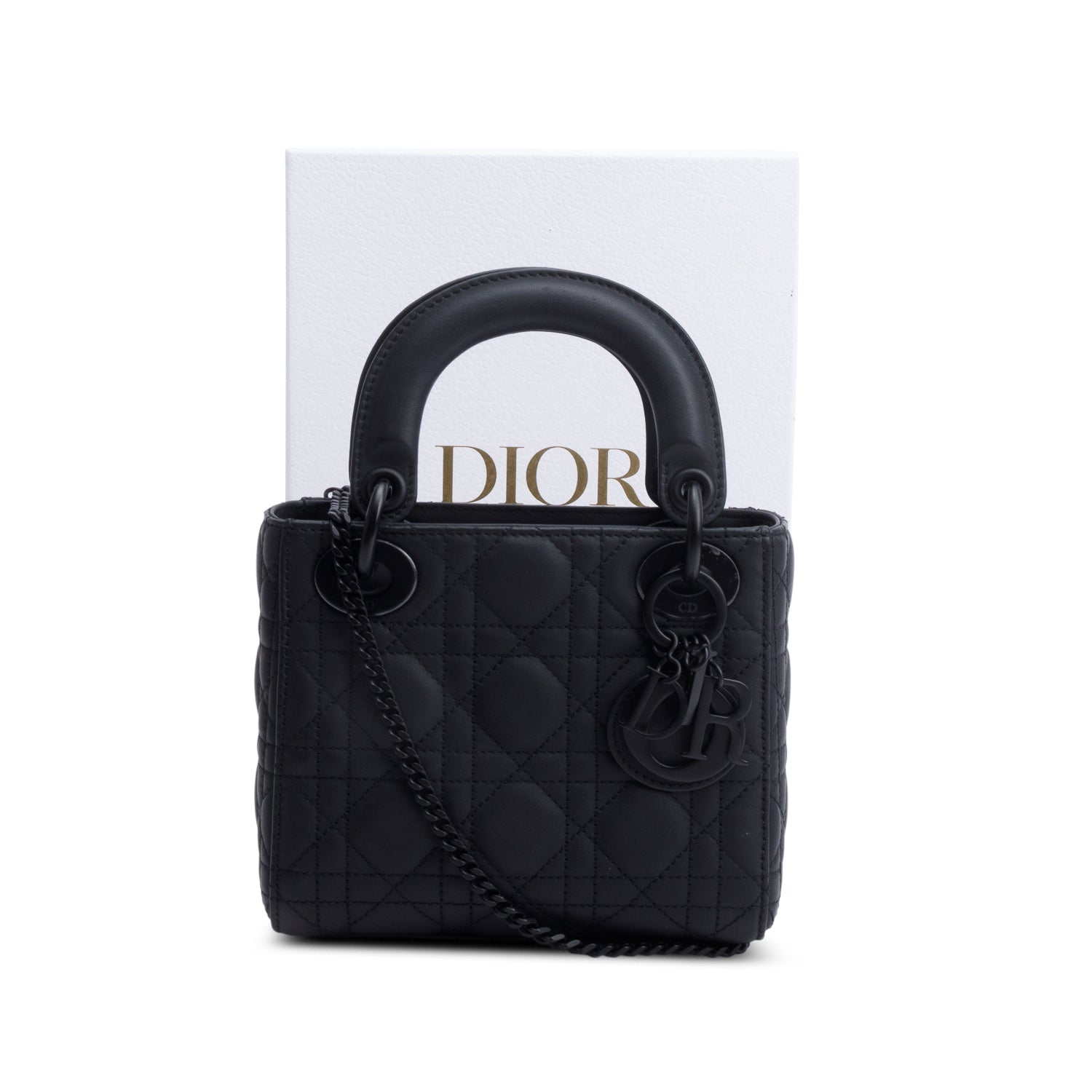 Dior Christian Ultramatte Cannage Lady Bag Leather Black Travel Bag