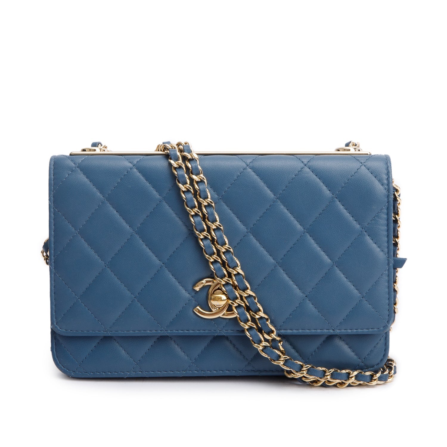 Chanel Trendy CC on Leather Lambskin Blue Wallet Case