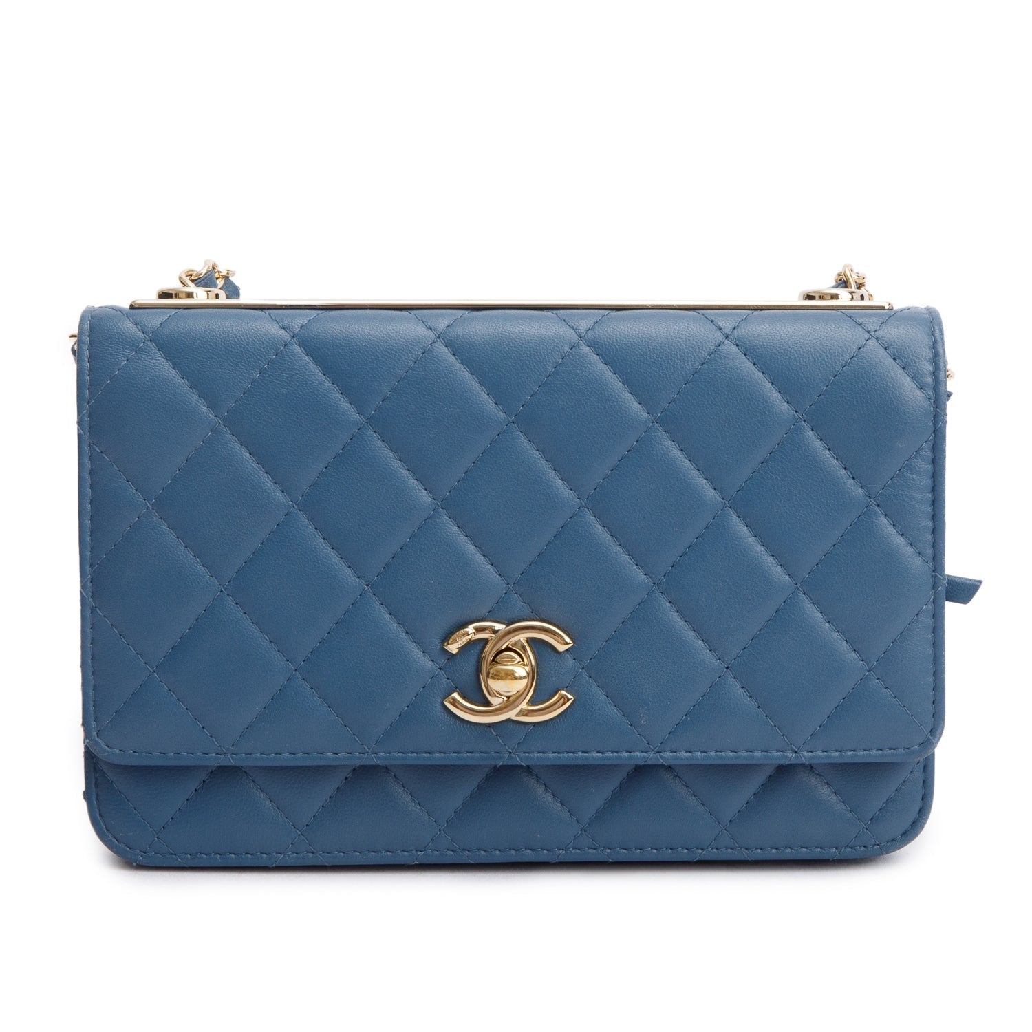 Chanel Trendy CC on Leather Lambskin Blue Wallet Case