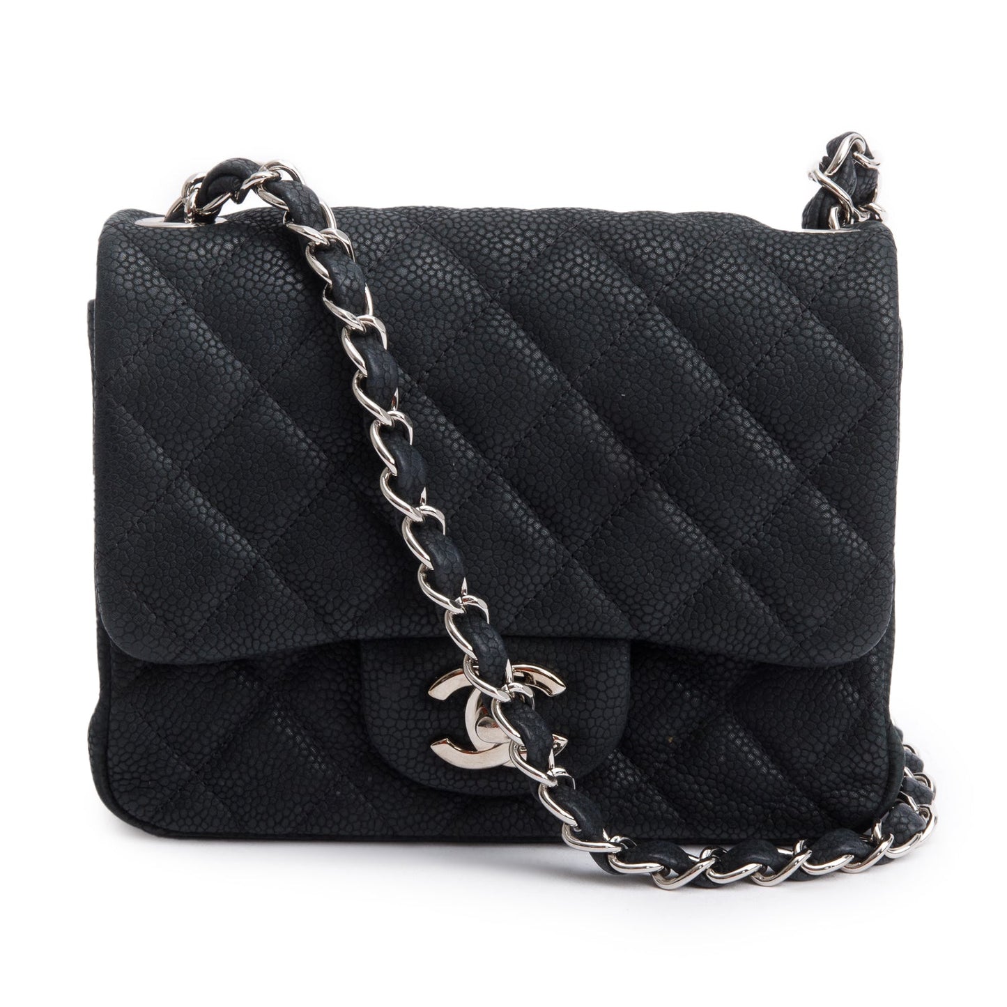 Chanel Quilted Matte Caviar Classic Square Leather Black Travel Bag