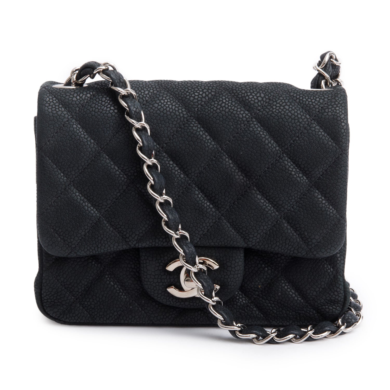 Chanel Quilted Matte Caviar Classic Square Leather Black Travel Bag