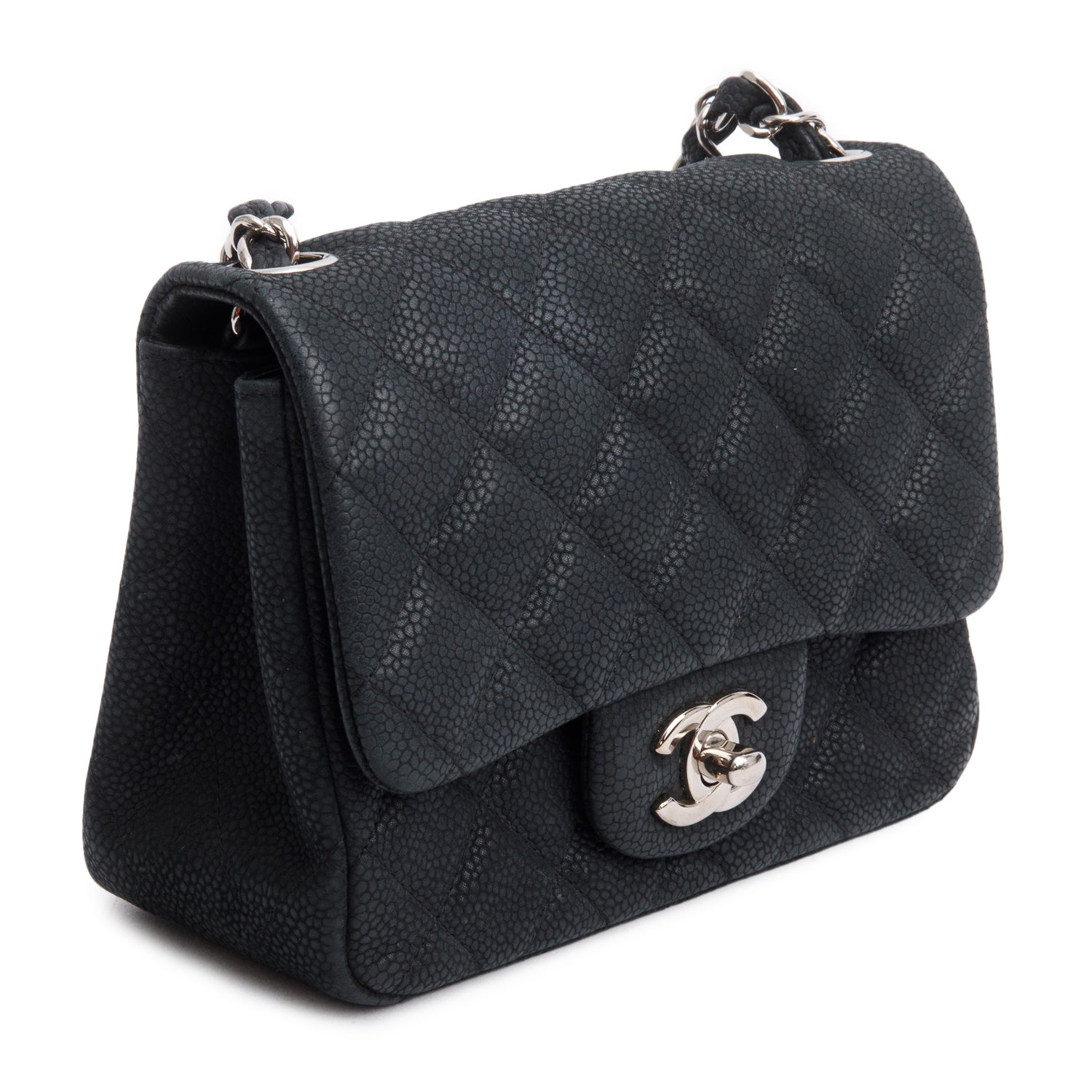 Chanel Quilted Matte Caviar Classic Square Leather Black Travel Bag