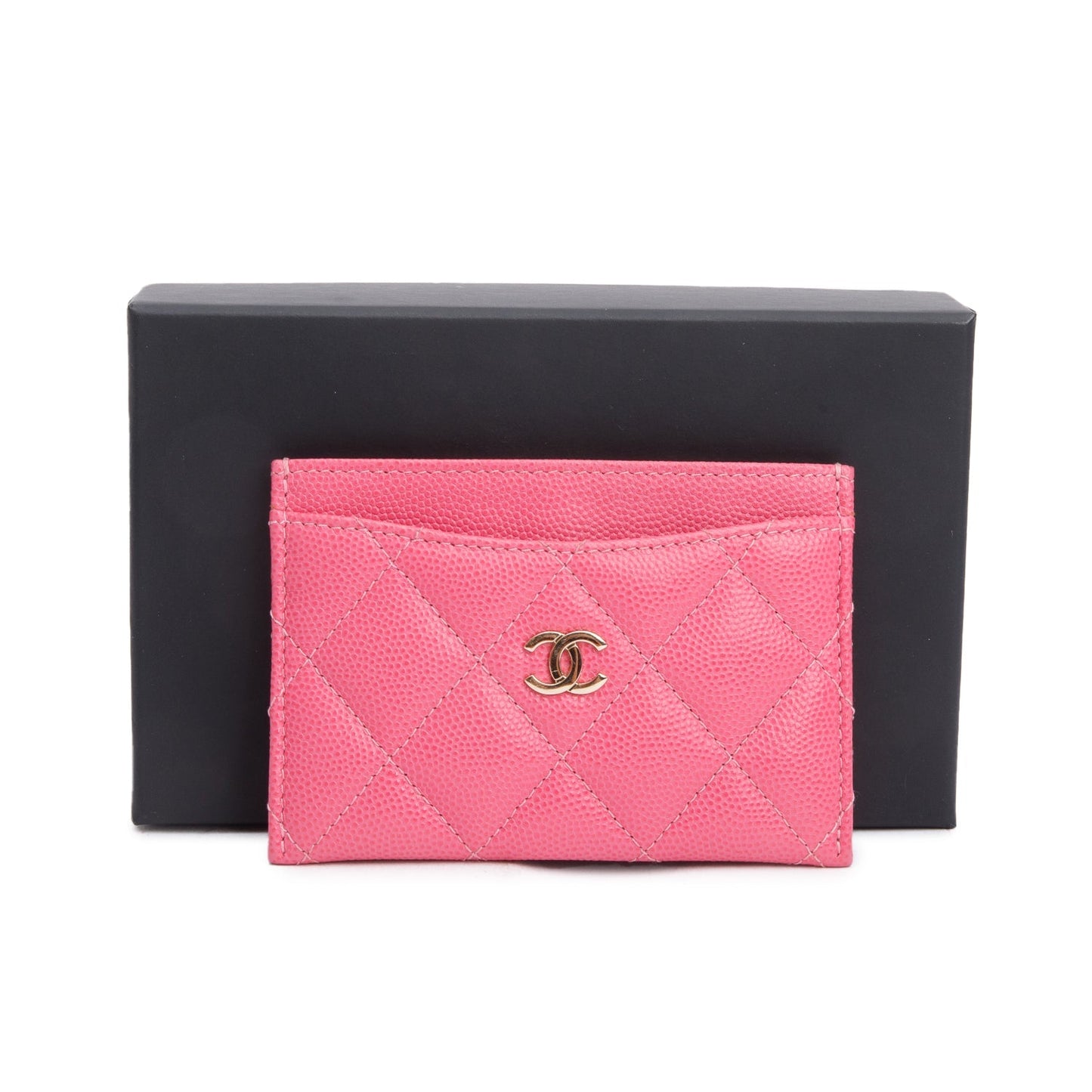 Chanel Caviar Classic Card Holder Leather Pink Wallet Case Authenticity Card