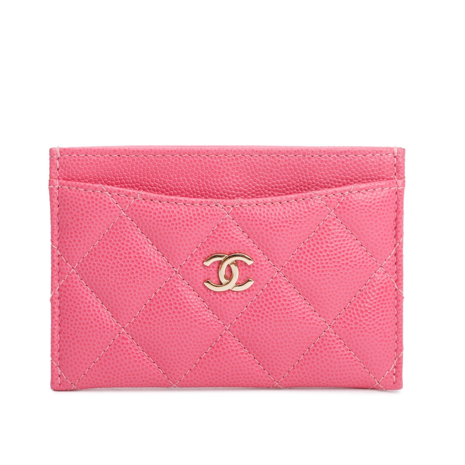 Chanel Caviar Classic Card Holder Leather Pink Wallet Case Authenticity Card