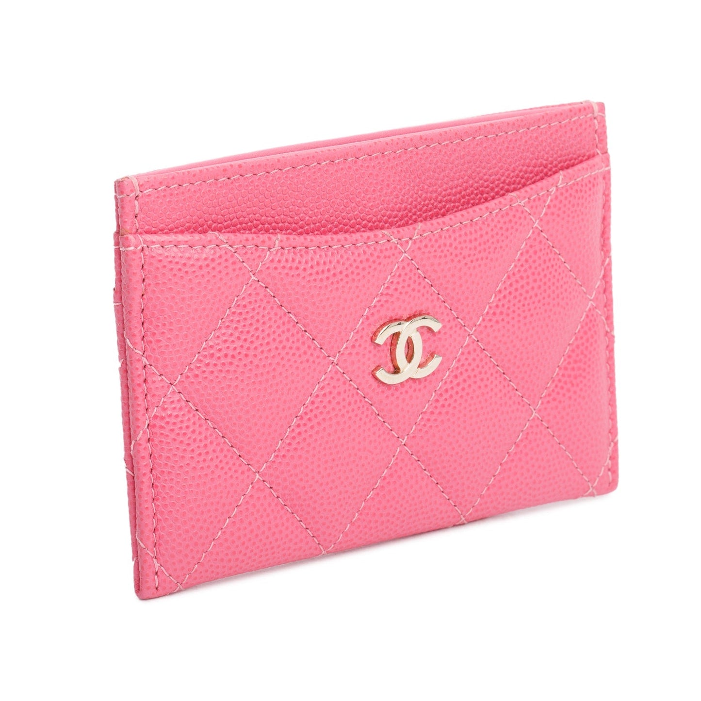 Chanel Caviar Classic Card Holder Leather Pink Wallet Case Authenticity Card