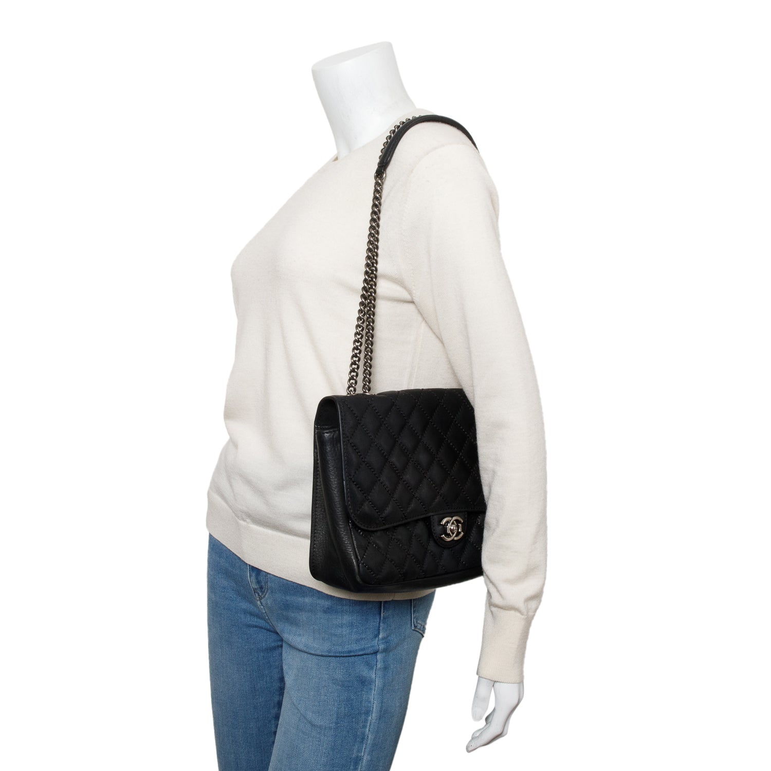 Chanel Ultimate Stitch Soft Flap Leather Calfskin Black Travel Bag
