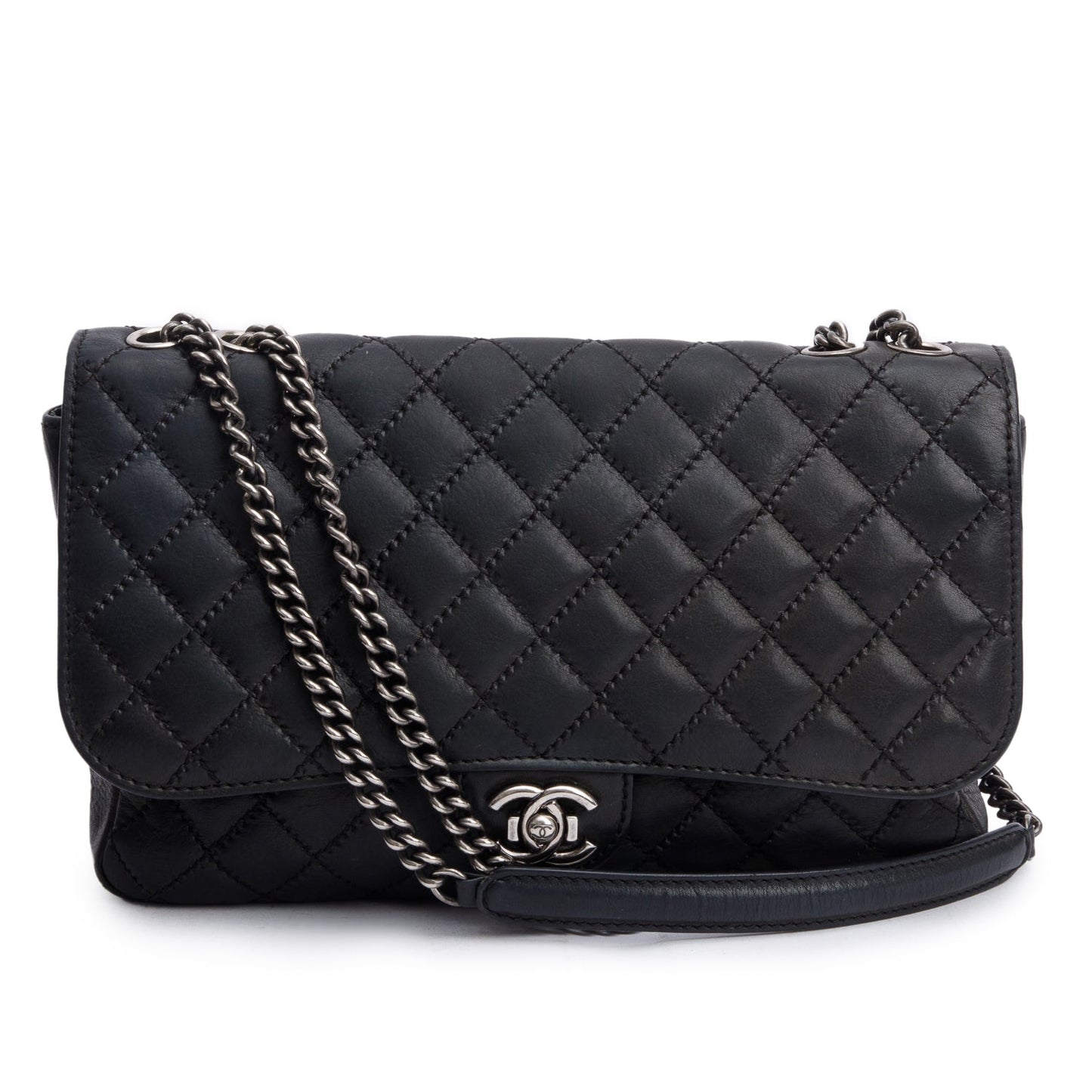 Chanel Ultimate Stitch Soft Flap Leather Calfskin Black Travel Bag