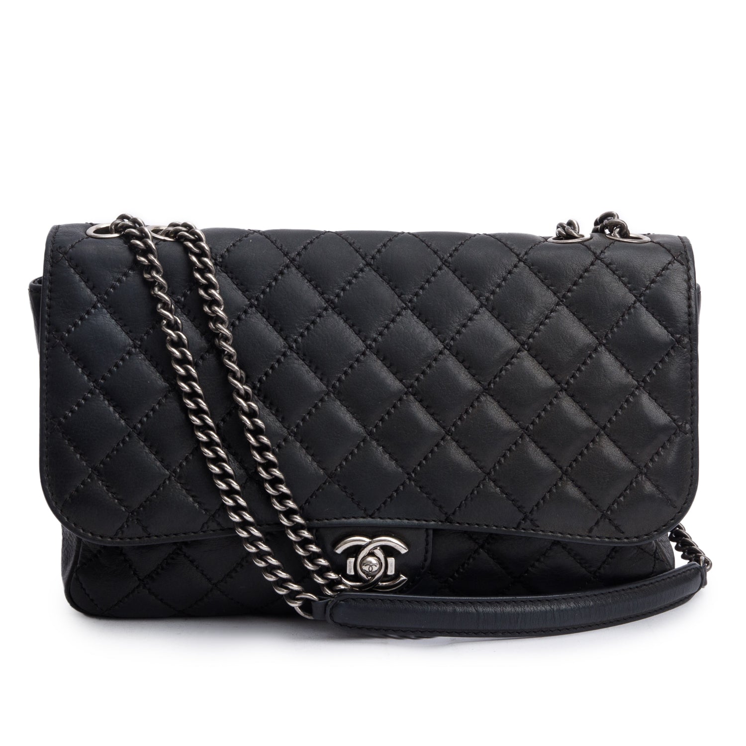 Chanel Ultimate Stitch Soft Flap Leather Calfskin Black Travel Bag