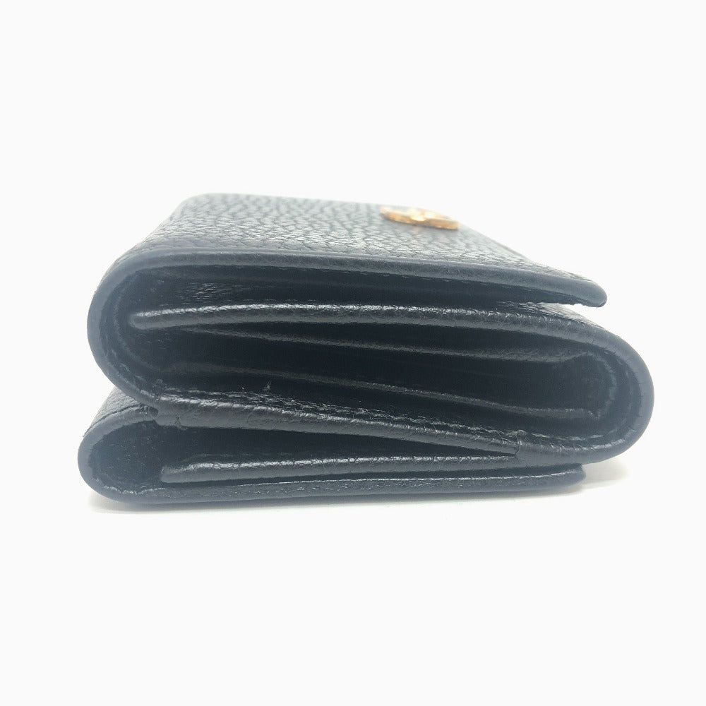 Gucci Trifold GG Marmont Compact Leather Black Wallet Case