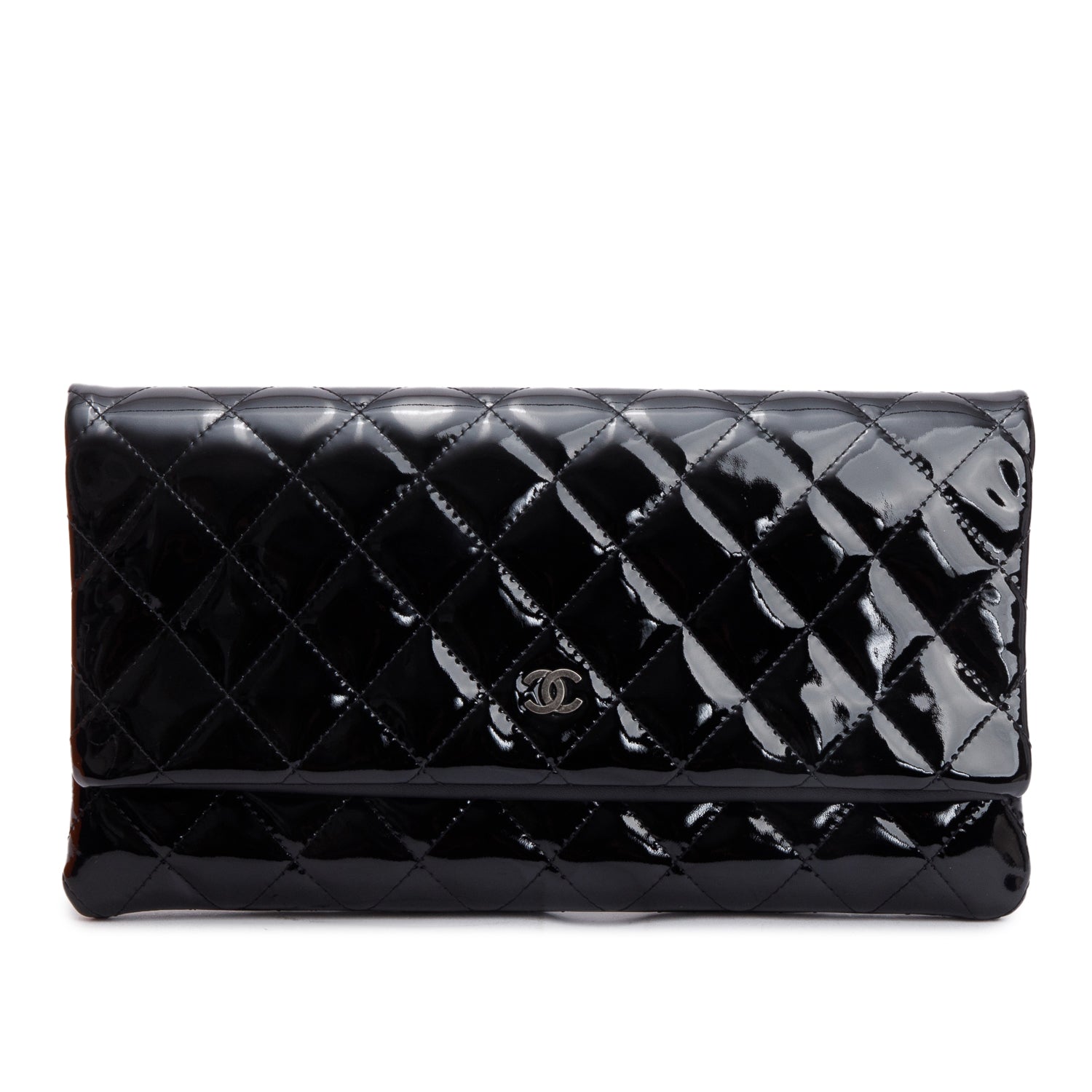 Chanel Quilted Patent Beauty CC Leather Black Travel Bag