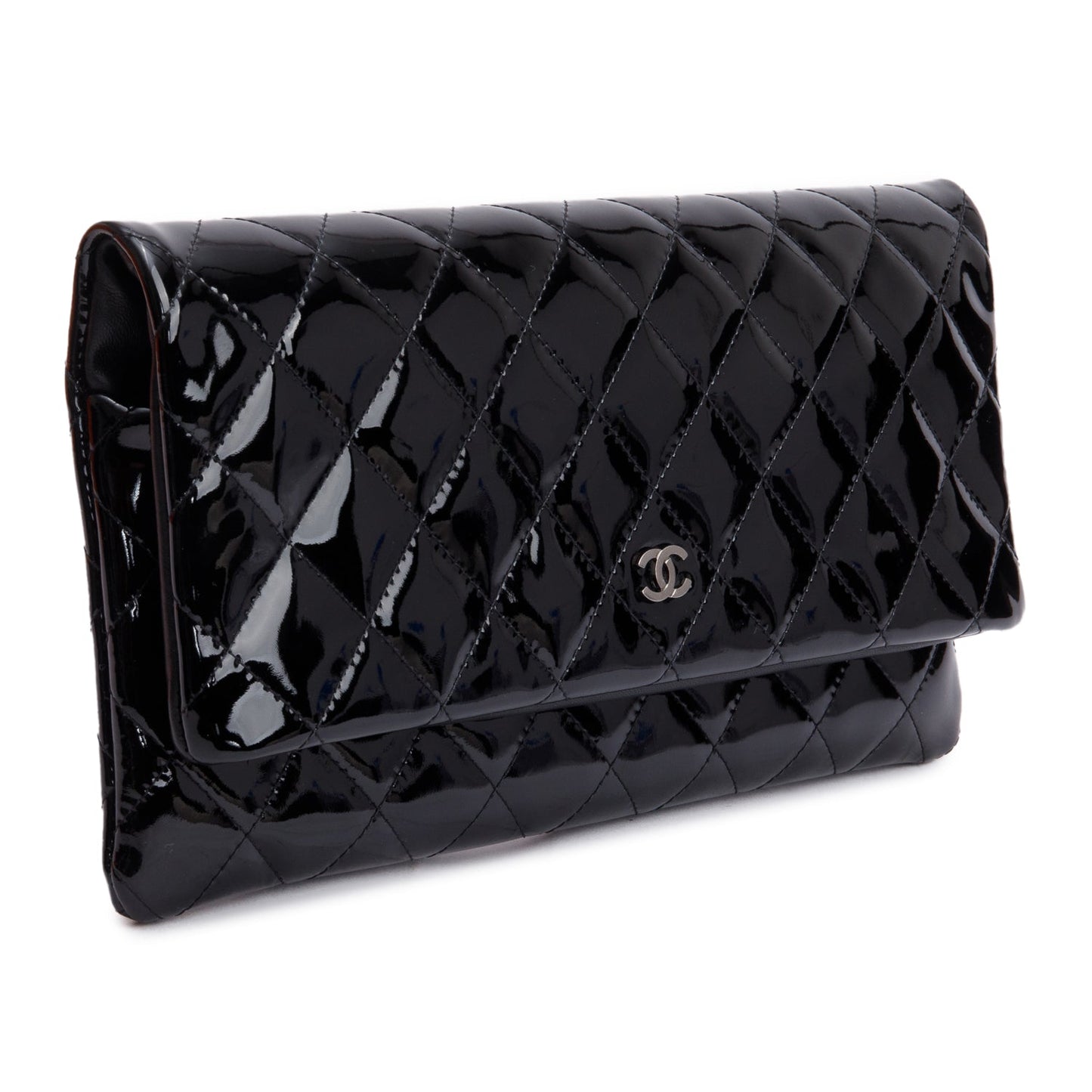Chanel Quilted Patent Beauty CC Leather Black Travel Bag