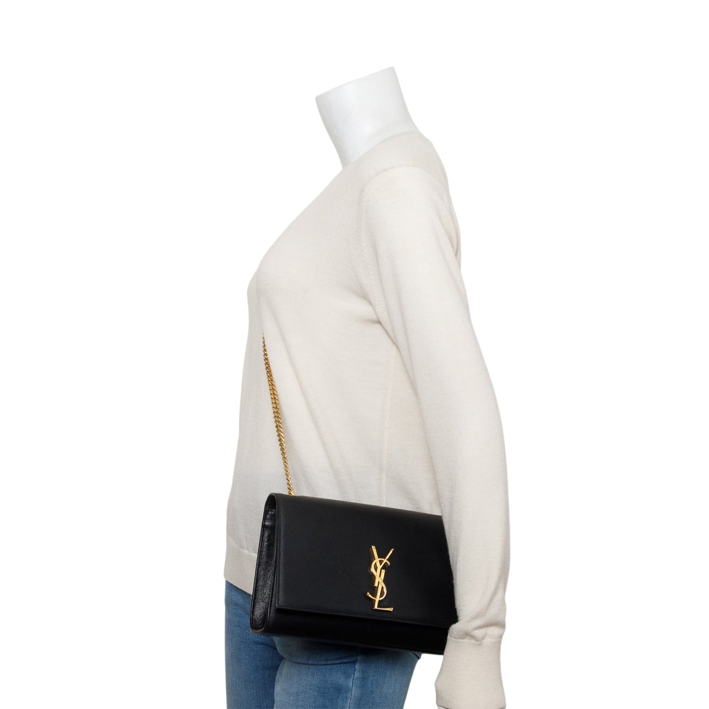 YSL Saint Laurent Grain De Poudre Kate Bag Leather Black Travel Bag Bag 62399