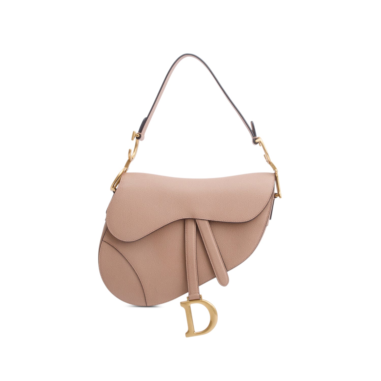 Dior Christian Grained Calfskin Saddle Bag Leather Beige Travel Bag Saddle Bag