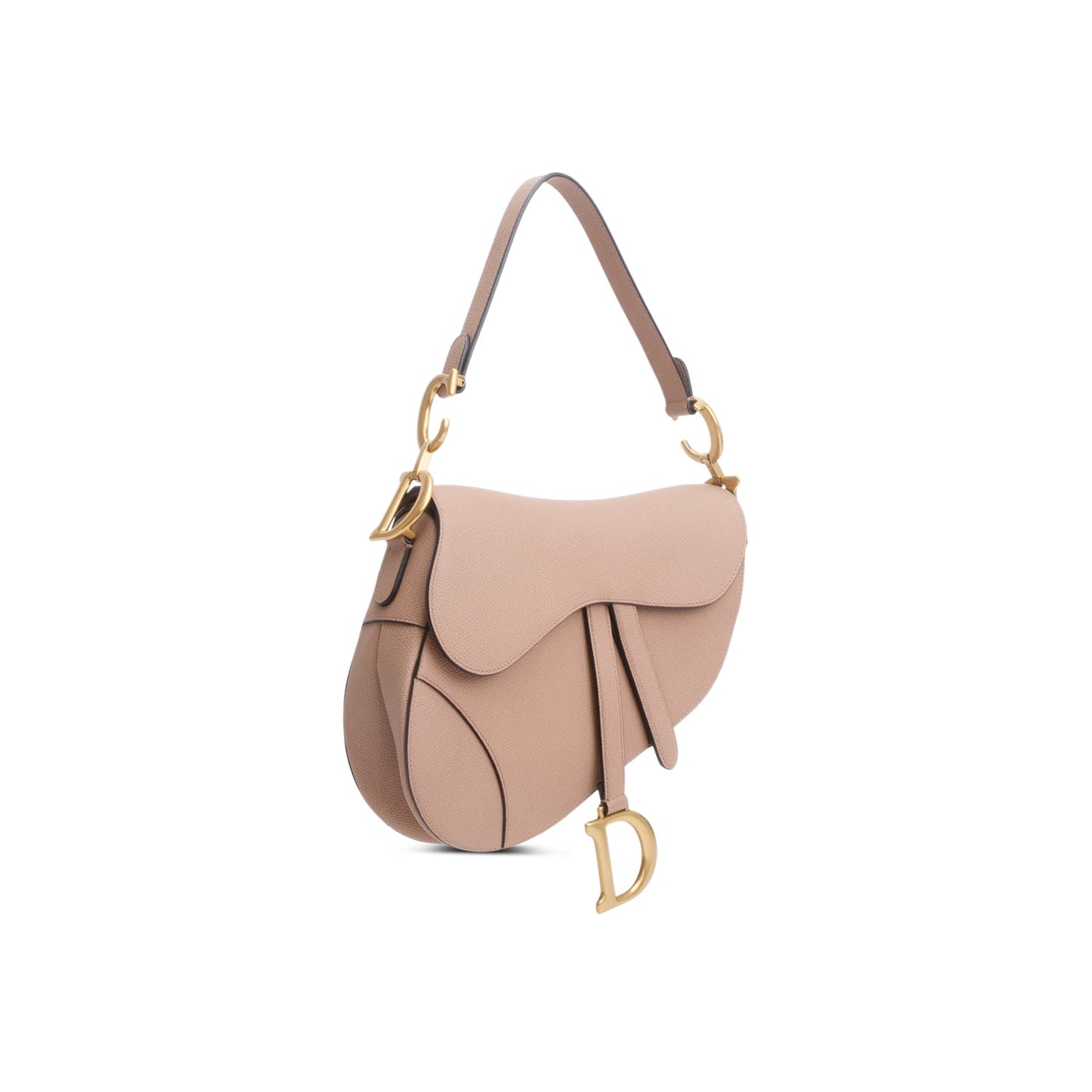 Dior Christian Grained Calfskin Saddle Bag Leather Beige Travel Bag Saddle Bag
