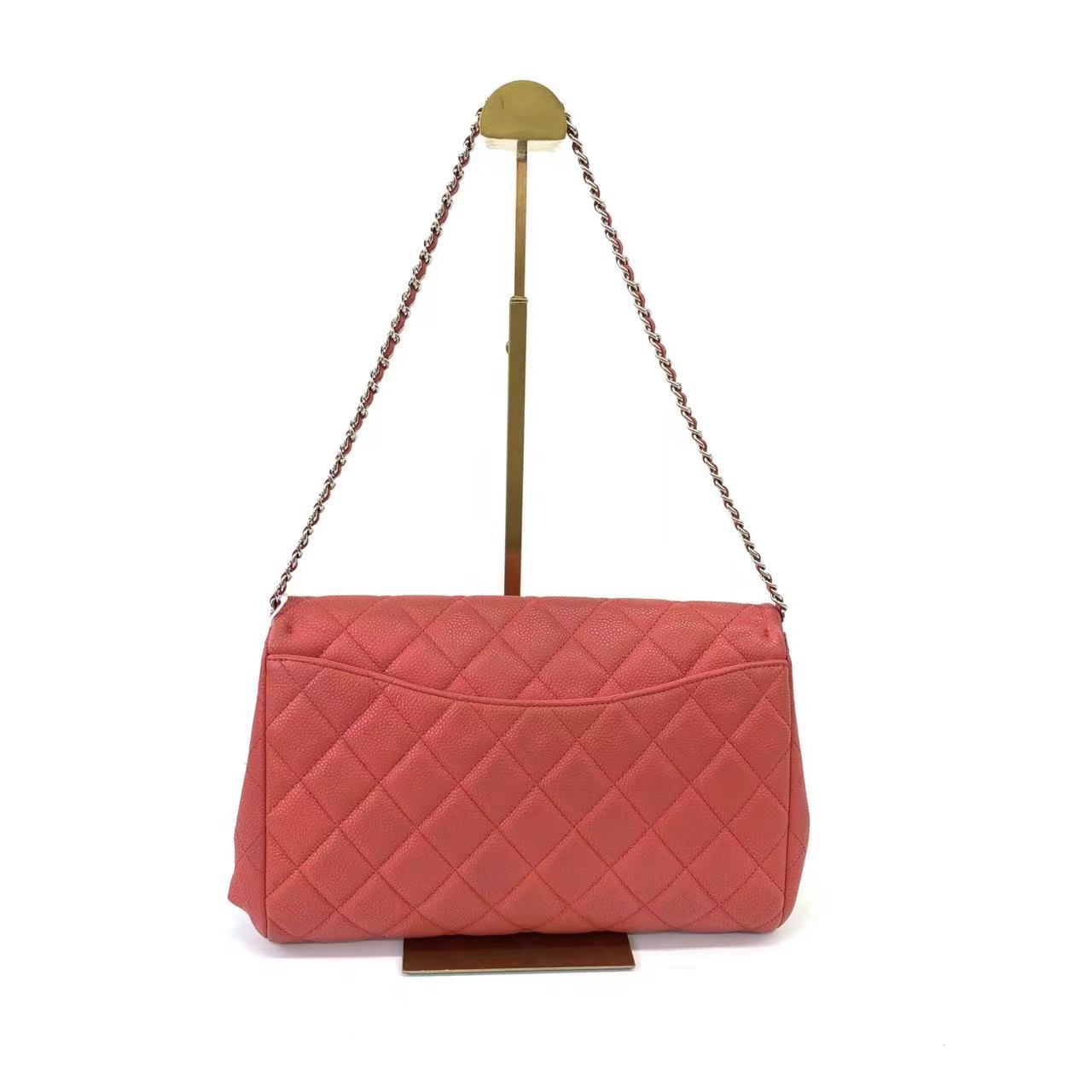 Chanel Envelope Chains Coral Caviar Red Orange Leather Shoulder Bag