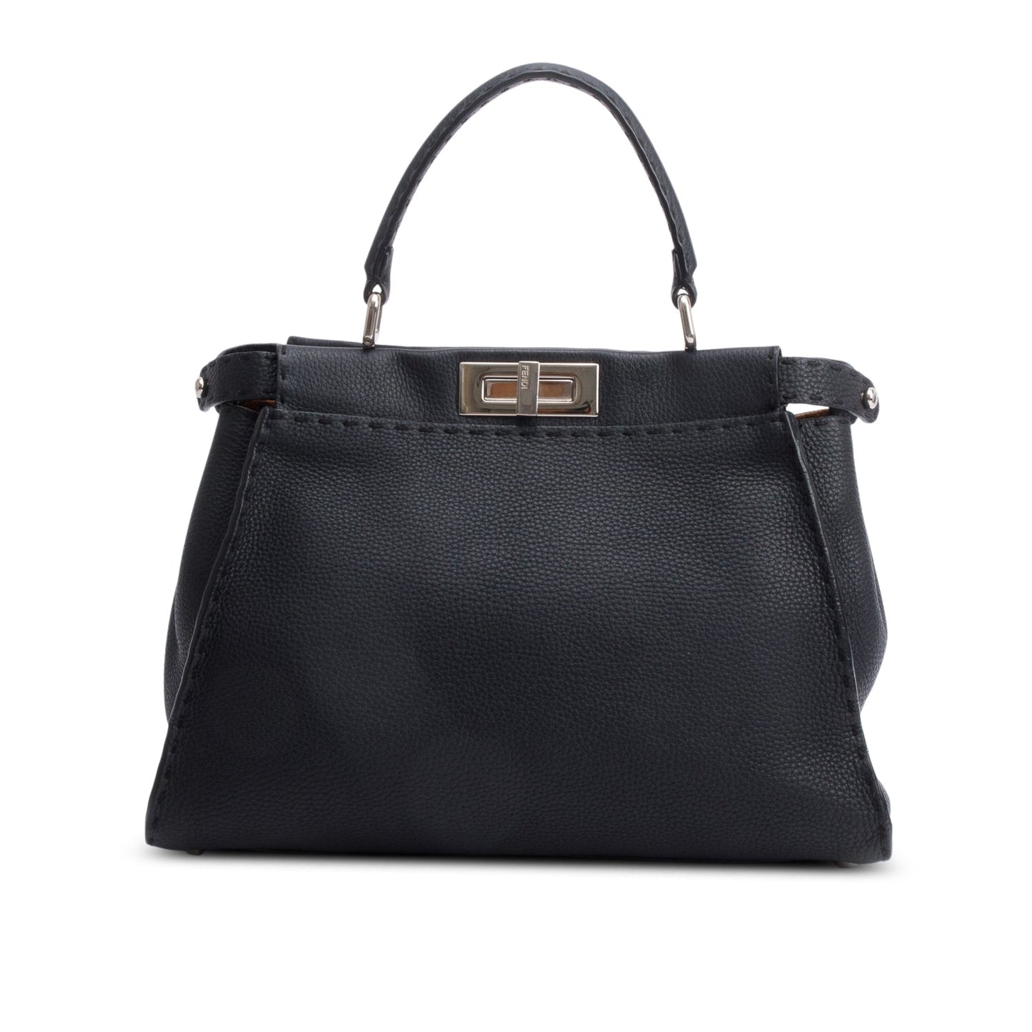 Fendi Romano Selleria Peekaboo Bag Leather Black Travel Bag