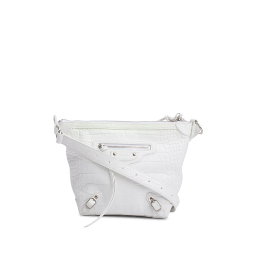 Balenciaga Crocodile Embossed Xs Neo Classic Hobo Bag Leather White Travel Bag