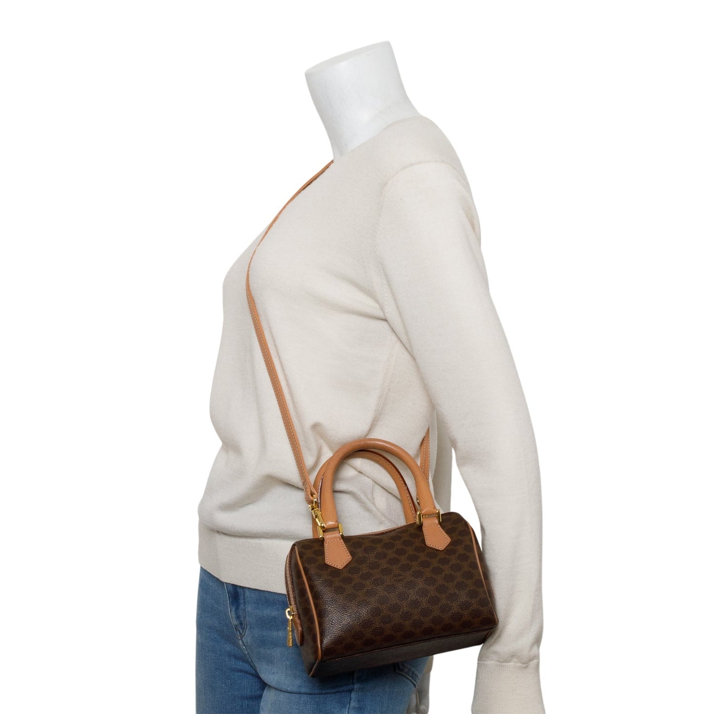 Celine Triomphe Boston Bag Canvas Brown Travel Bag