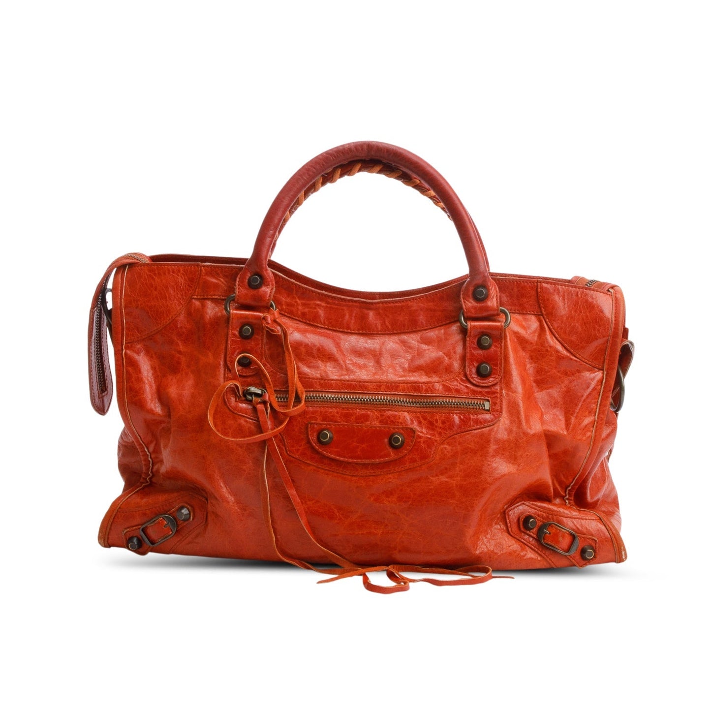 Balenciaga Orange Arena Lambskin Le City Bag Leather Medium Travel Bag