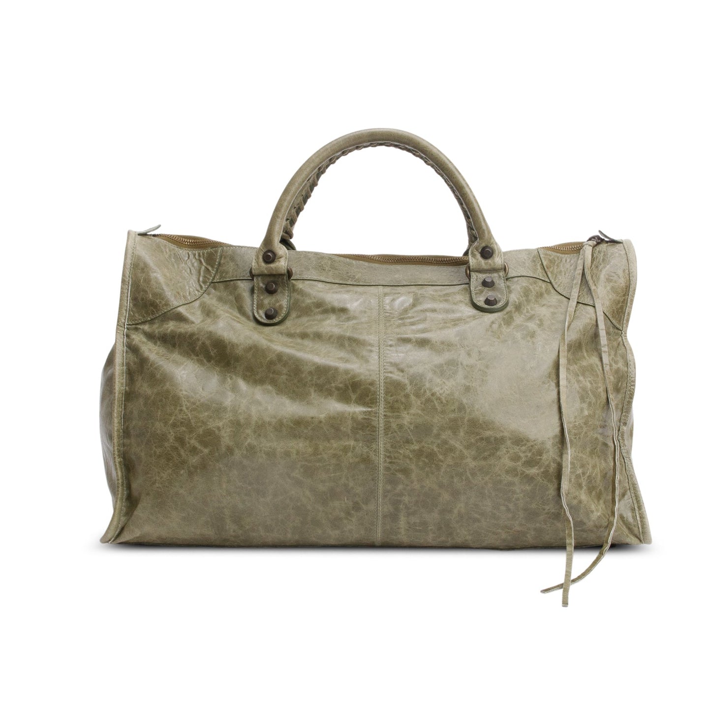 Balenciaga Arena Lambskin Motorcycle Work Bag Leather Green Travel Bag