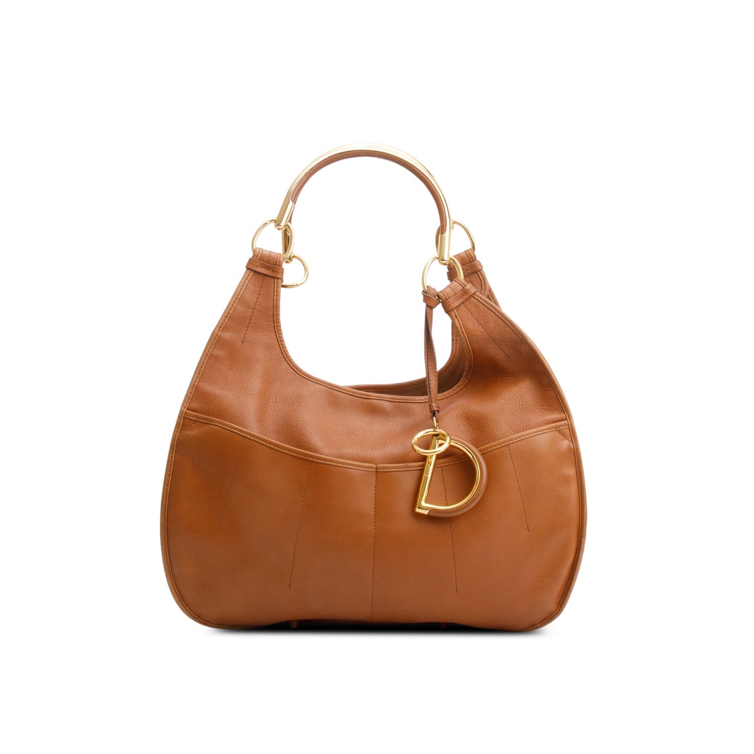 Dior Christian Brandy Hobo Handbag Leather Brown Travel Bag
