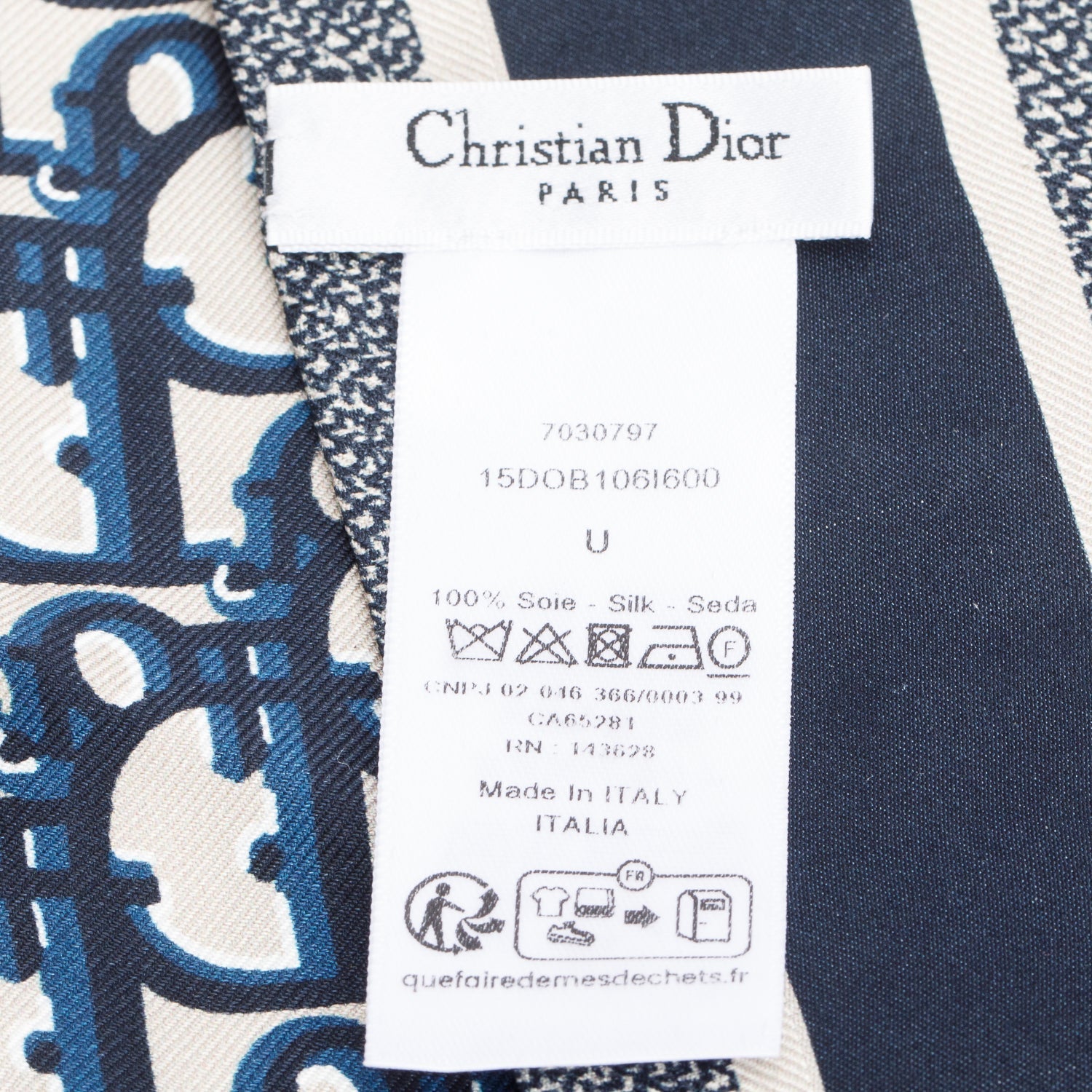 Dior Christian Navy Oblique Mitzah Silk Twilly Handbag Travel Bag
