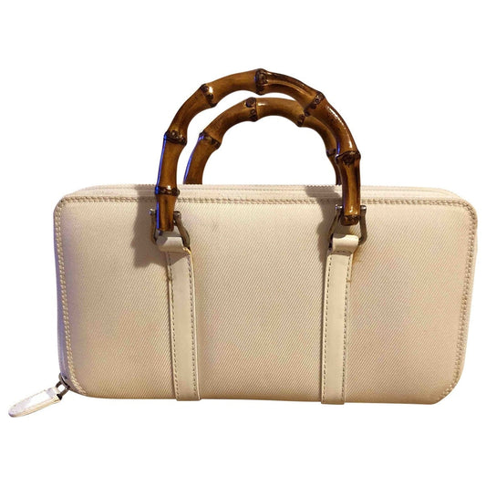 Gucci bamboo white cloth handbag