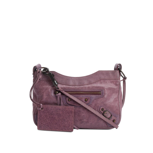 Balenciaga Purple Agneau Classic Motorcycle Hip Crossbody Leather Crossbody Bag