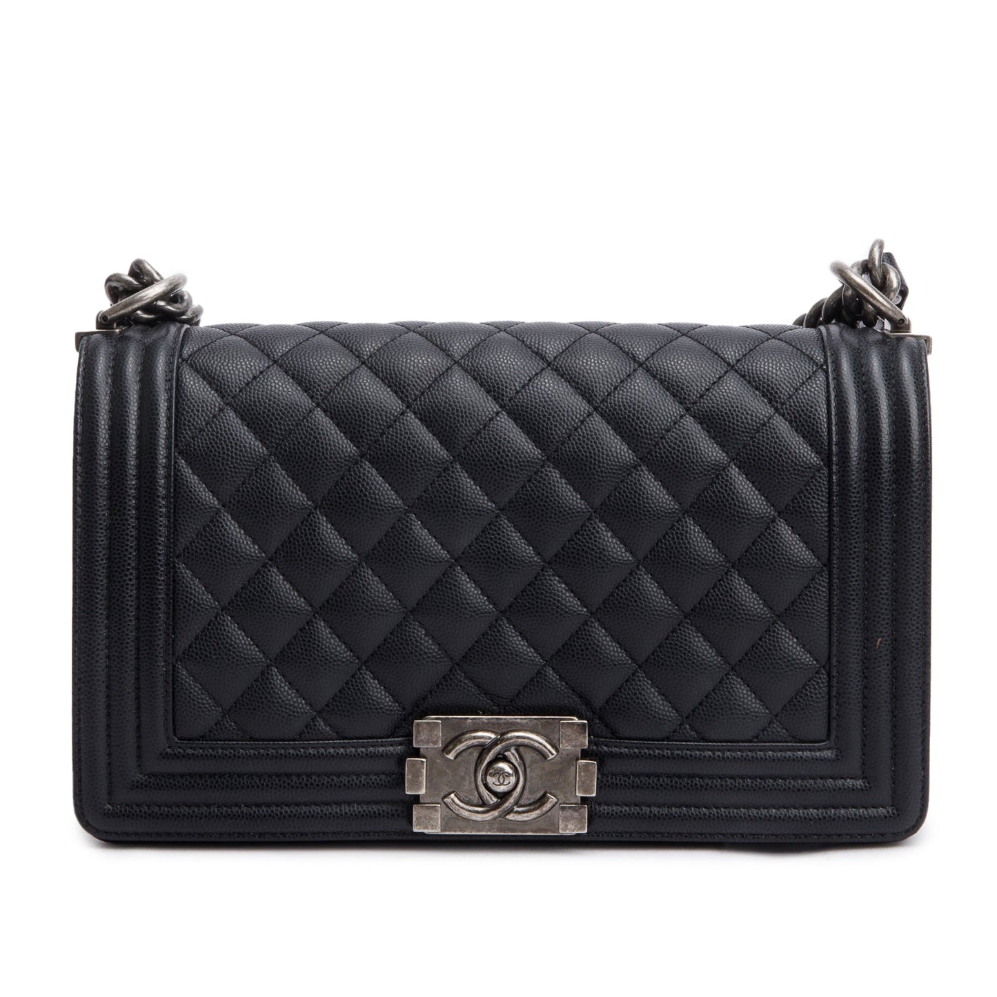 Chanel Quilted Caviar Boy Leather Black Travel Bag 4