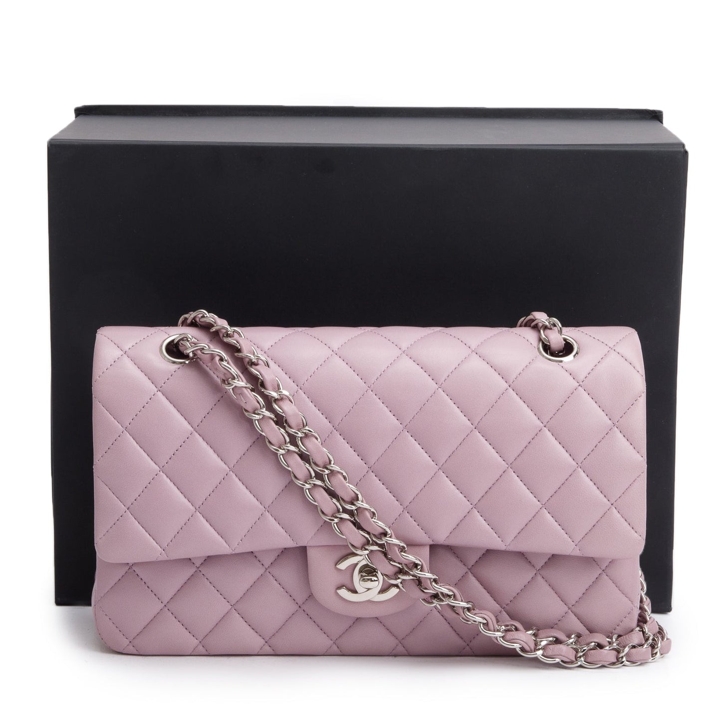 Chanel Purple Quilted Classic Double Flap Leather Lambskin Travel Bag