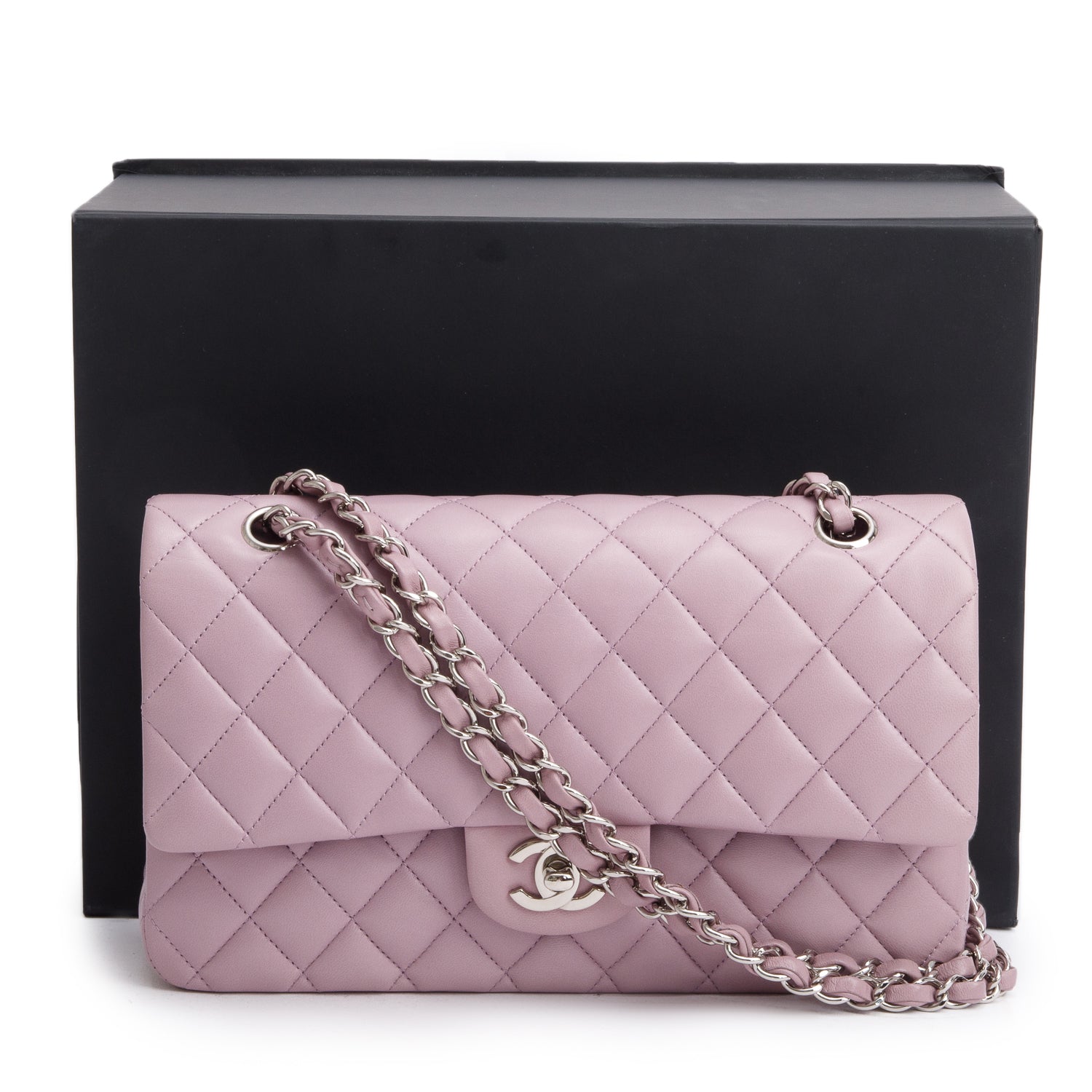Chanel Purple Quilted Classic Double Flap Leather Lambskin Travel Bag