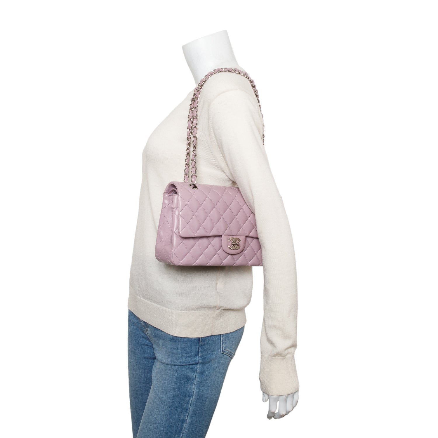 Chanel Purple Quilted Classic Double Flap Leather Lambskin Travel Bag