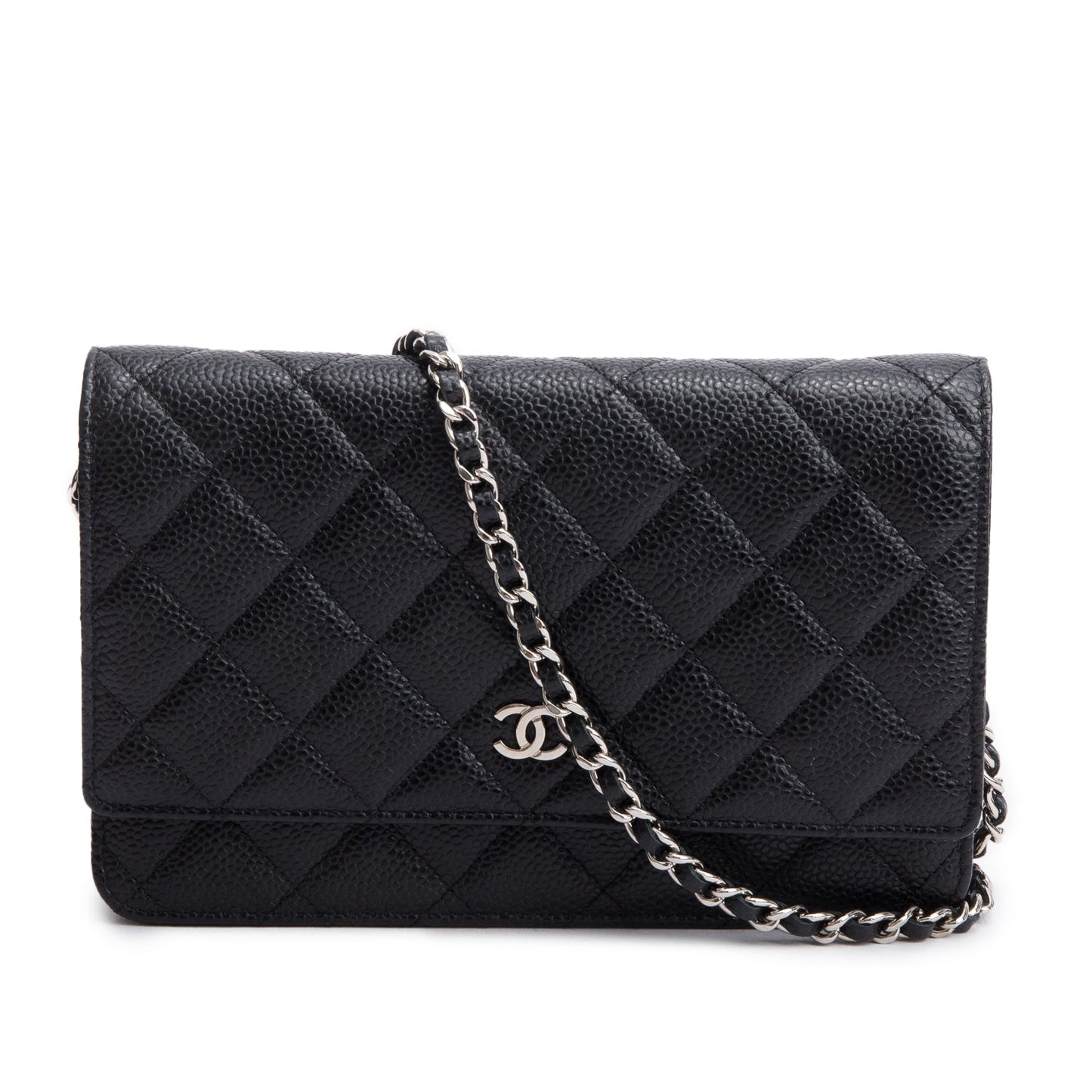 Chanel Quilted Caviar Classic on Leather Black Wallet Case 12