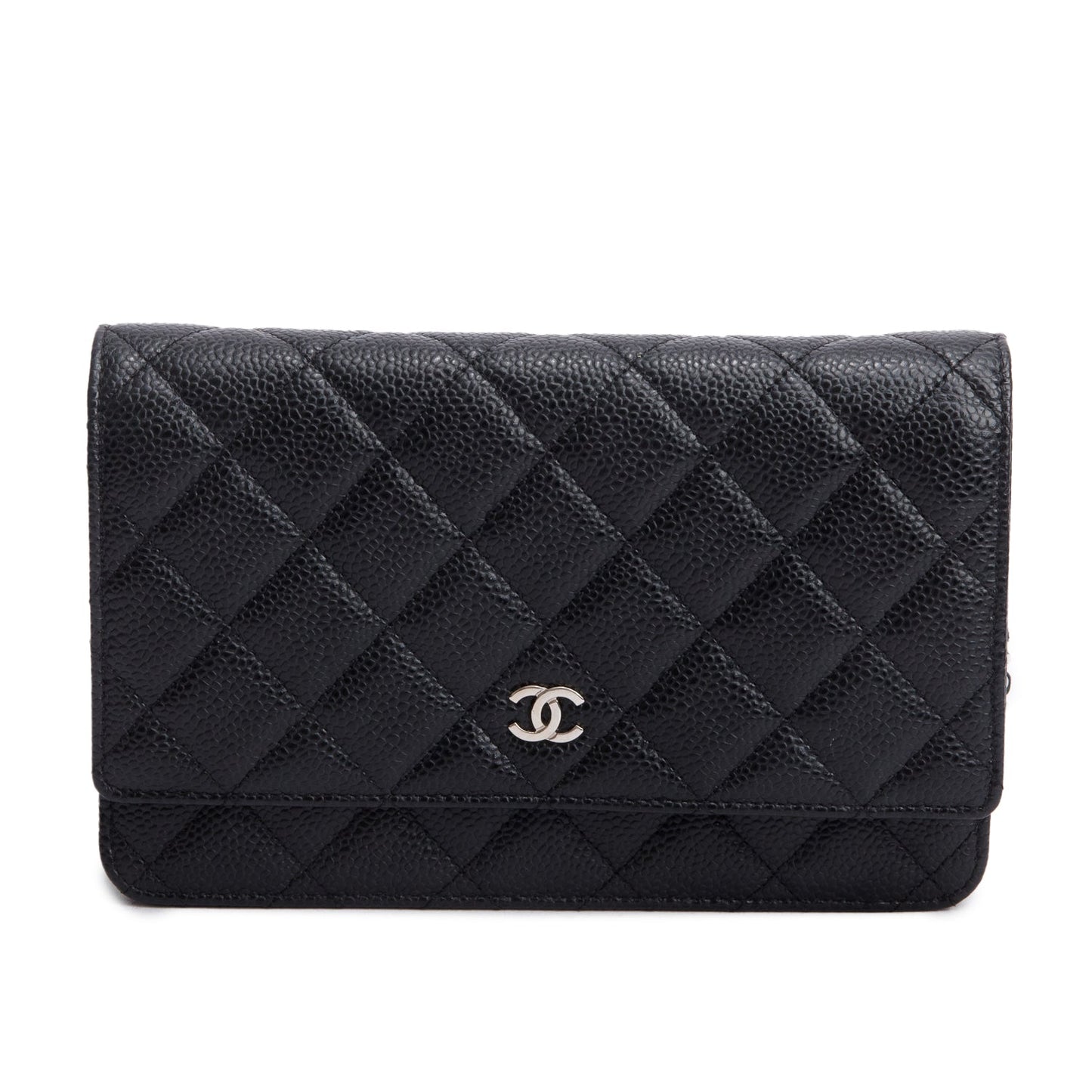 Chanel Quilted Caviar Classic on Leather Black Wallet Case 12