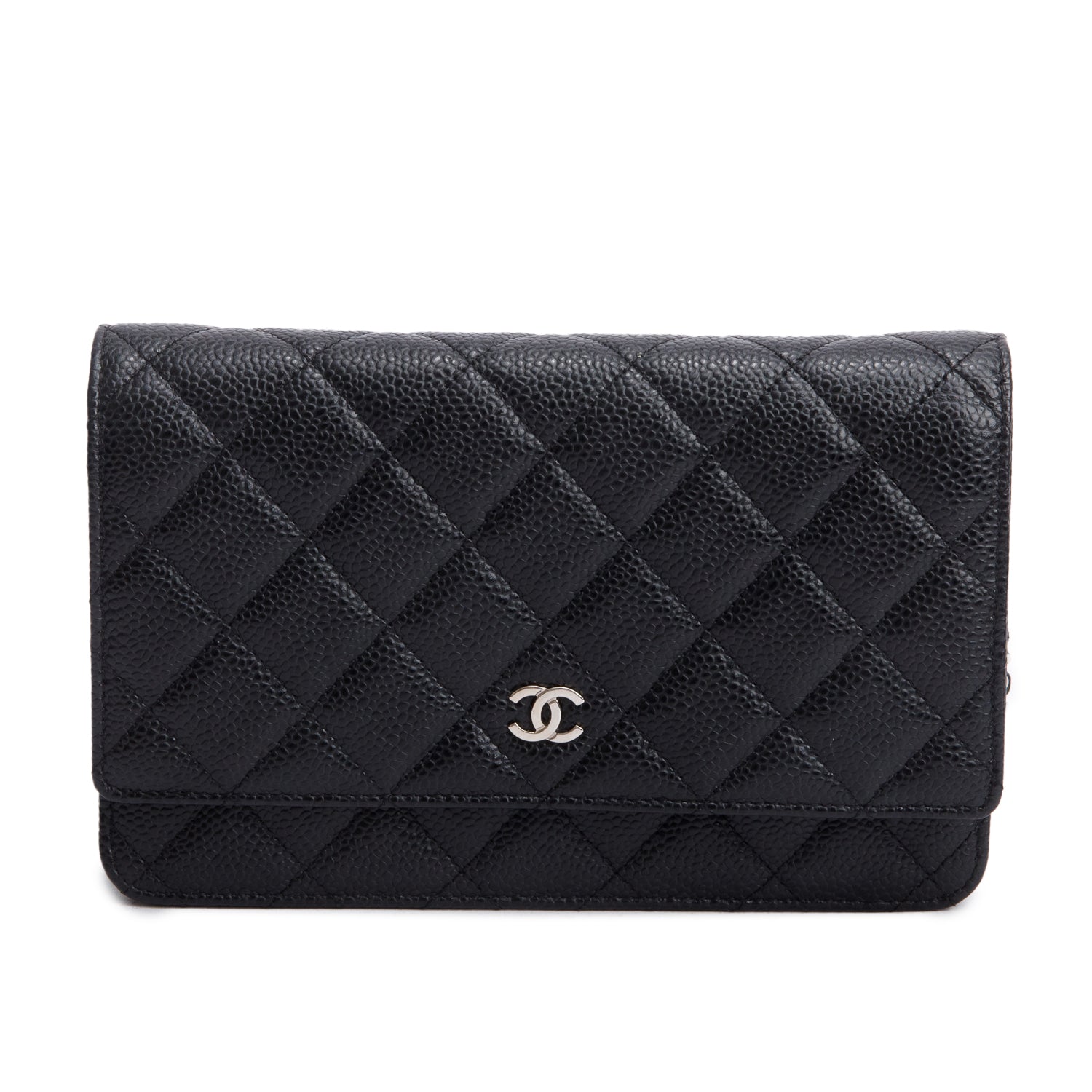 Chanel Quilted Caviar Classic on Leather Black Wallet Case 12