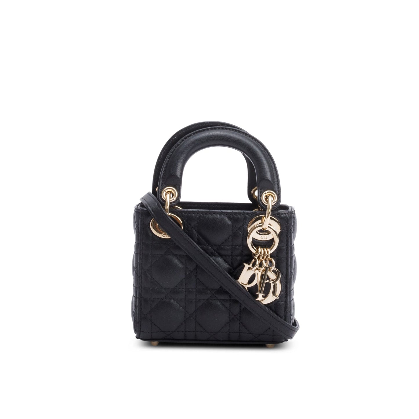 Dior Christian Micro Lady Bag Leather Black Travel Bag