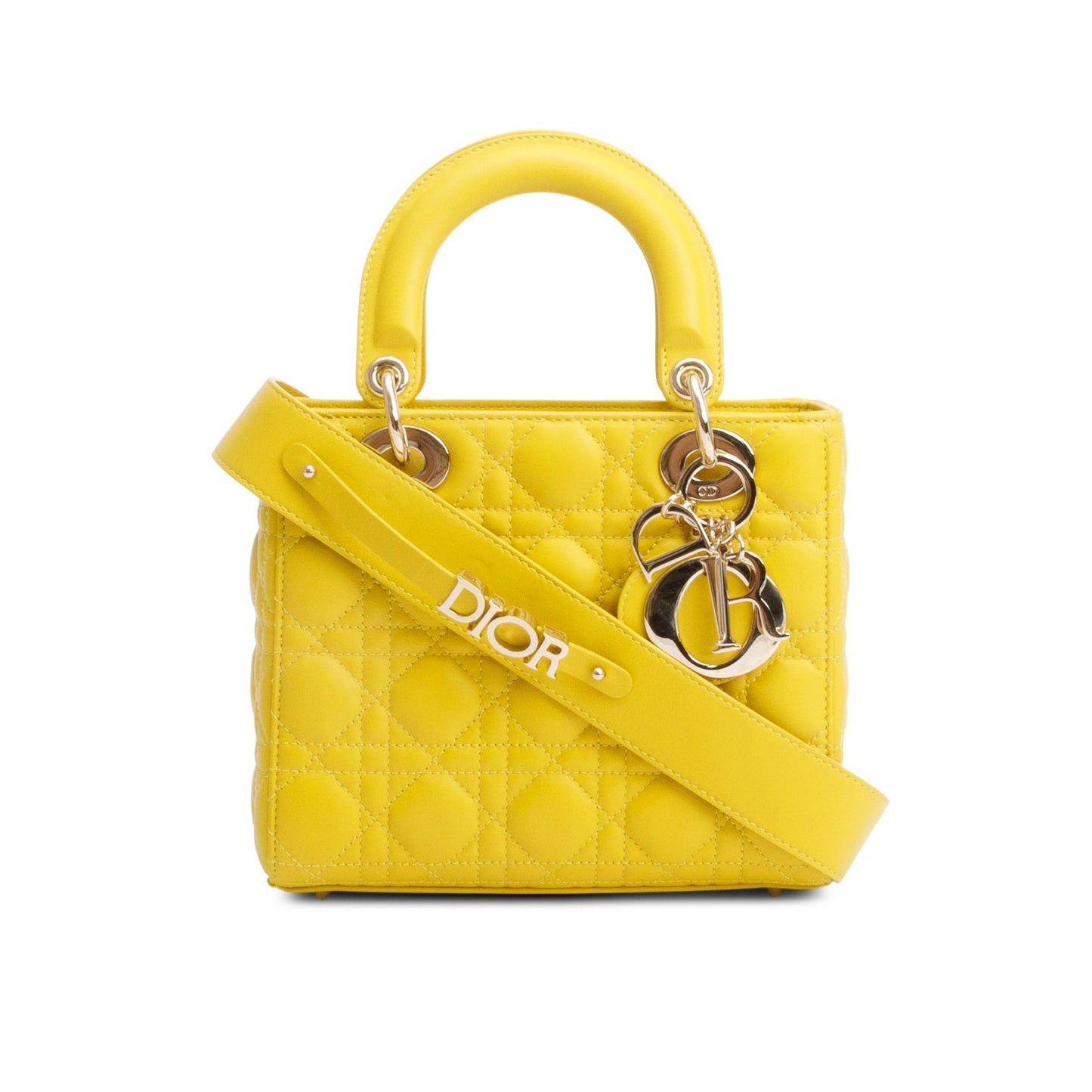 Dior Christian Yellow Cannage Lambskin Lady My Abc Leather Small Travel Bag