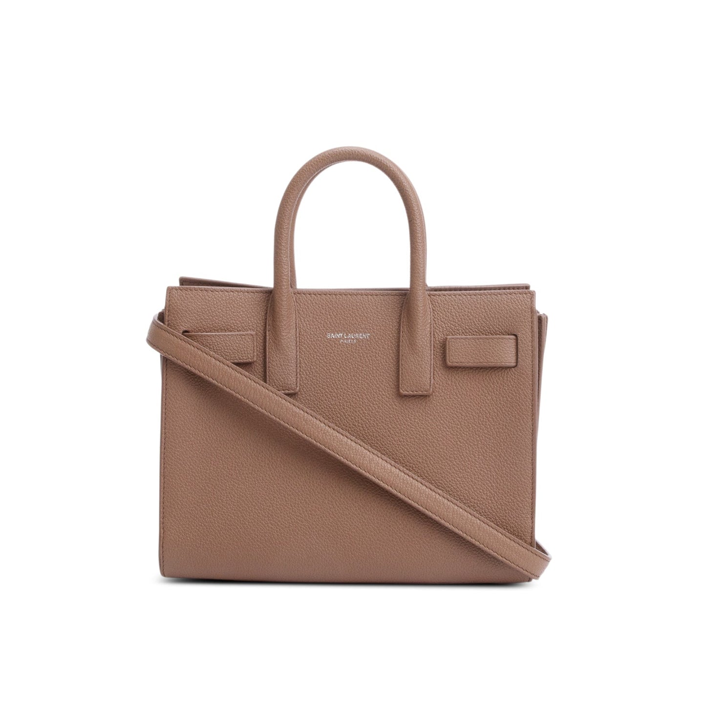 YSL Saint Laurent Grained Nano Sac De Jour Travel Bag Leather Beige