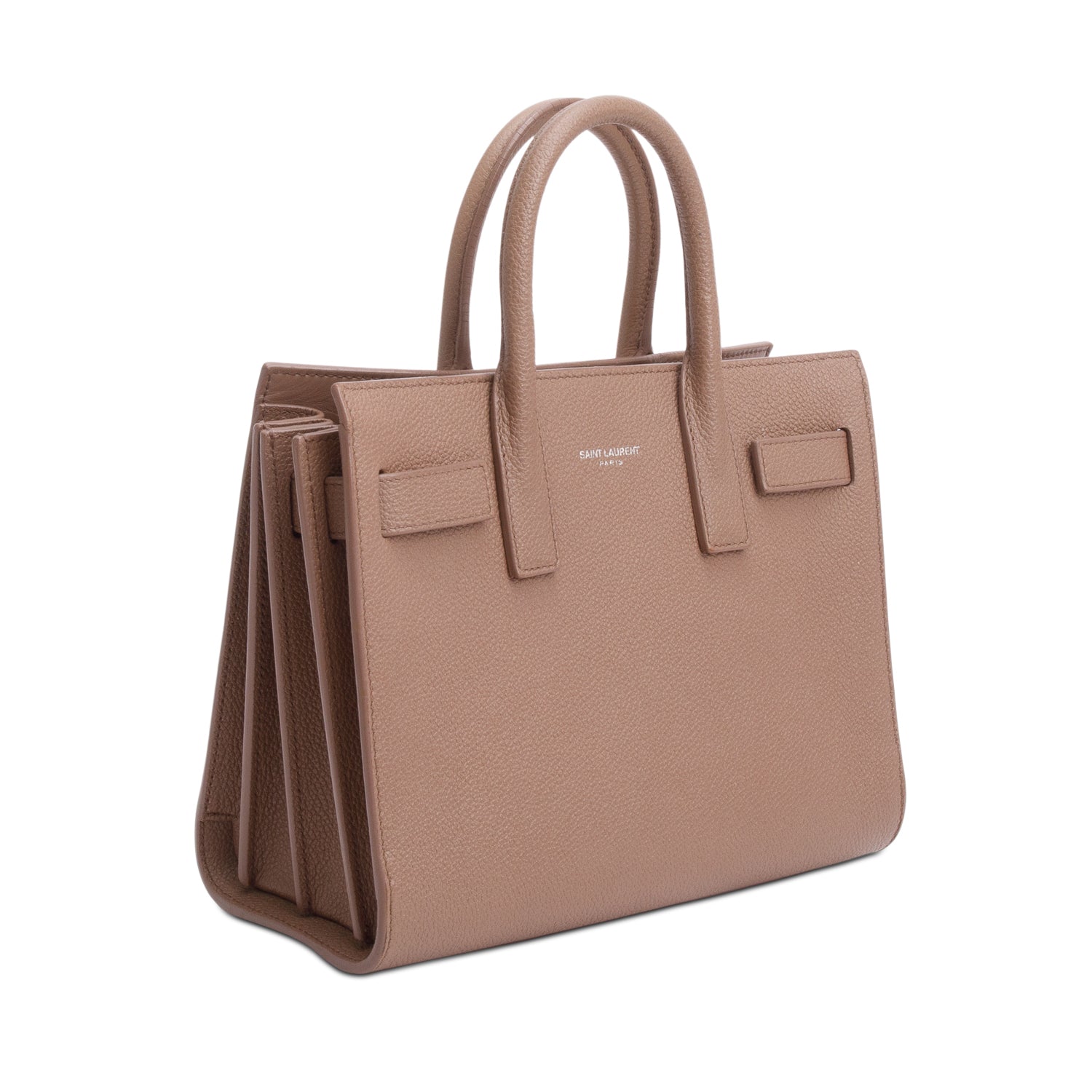 YSL Saint Laurent Grained Nano Sac De Jour Travel Bag Leather Beige