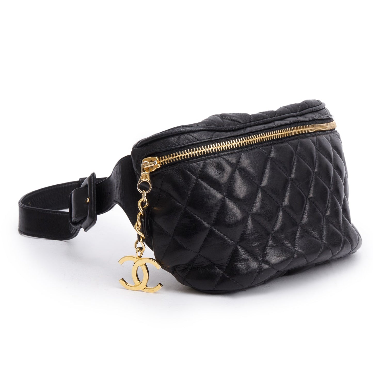 Chanel Quilted CC Waist Leather Lambskin Black Travel Bag