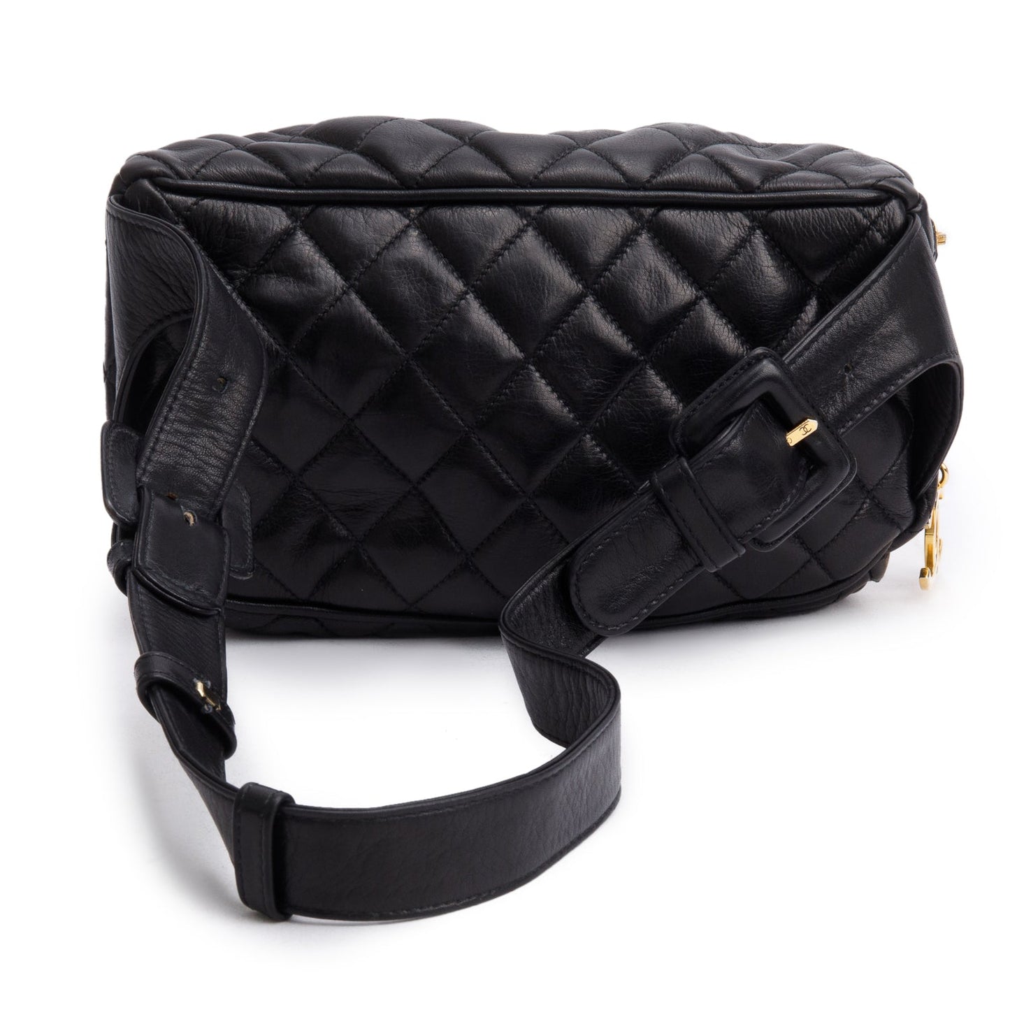 Chanel Quilted CC Waist Leather Lambskin Black Travel Bag