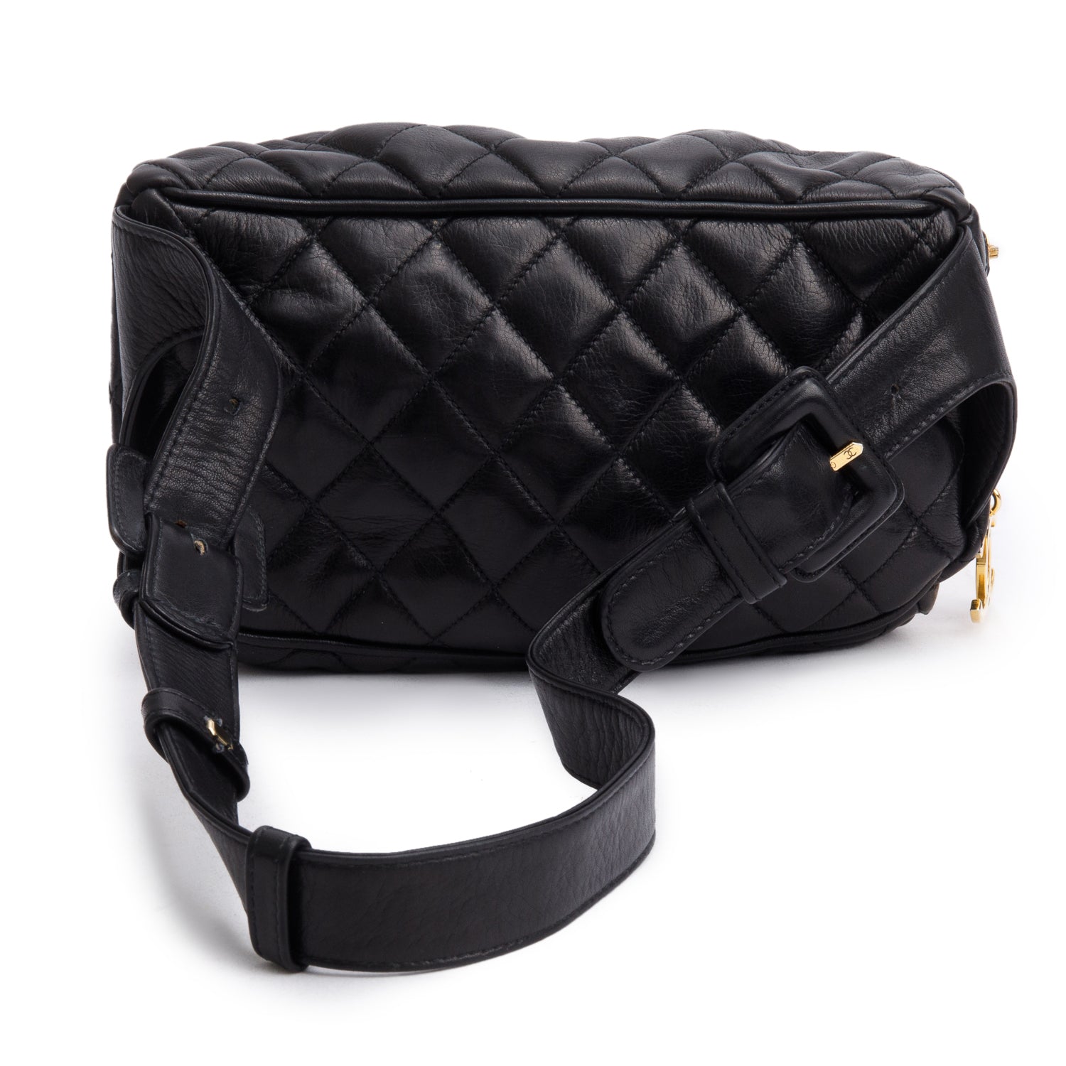 Chanel Quilted CC Waist Leather Lambskin Black Travel Bag