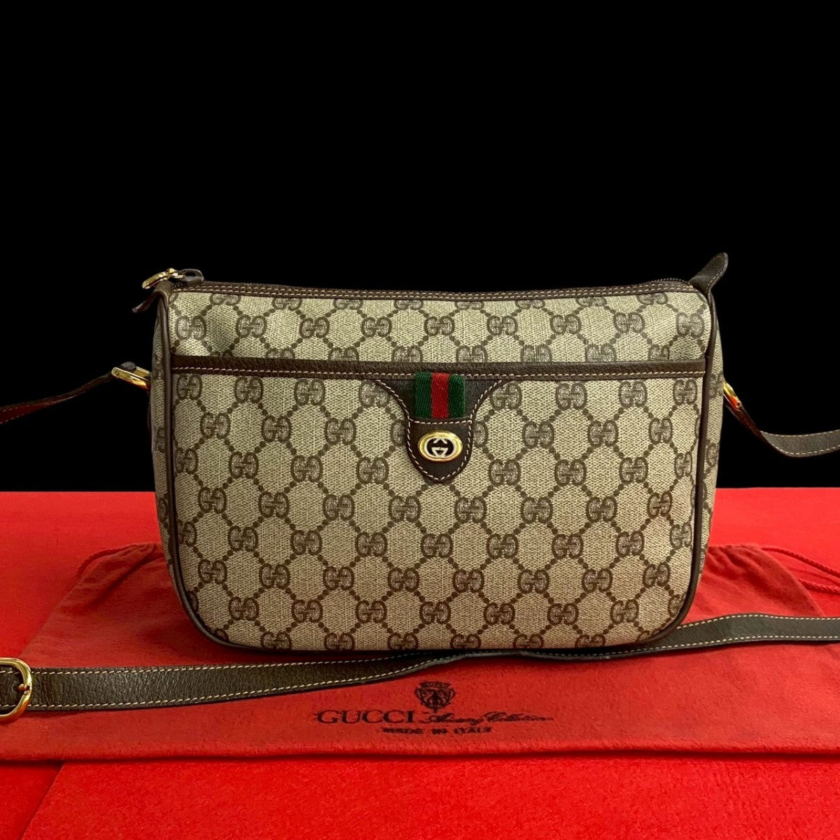 Gucci GG Leather Brown Logo Shoulder Bag 2