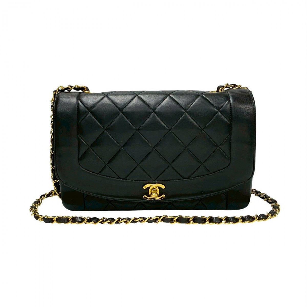 Chanel lambskin COCO Mark Matrasse Diana flap Black Shoulder Bag