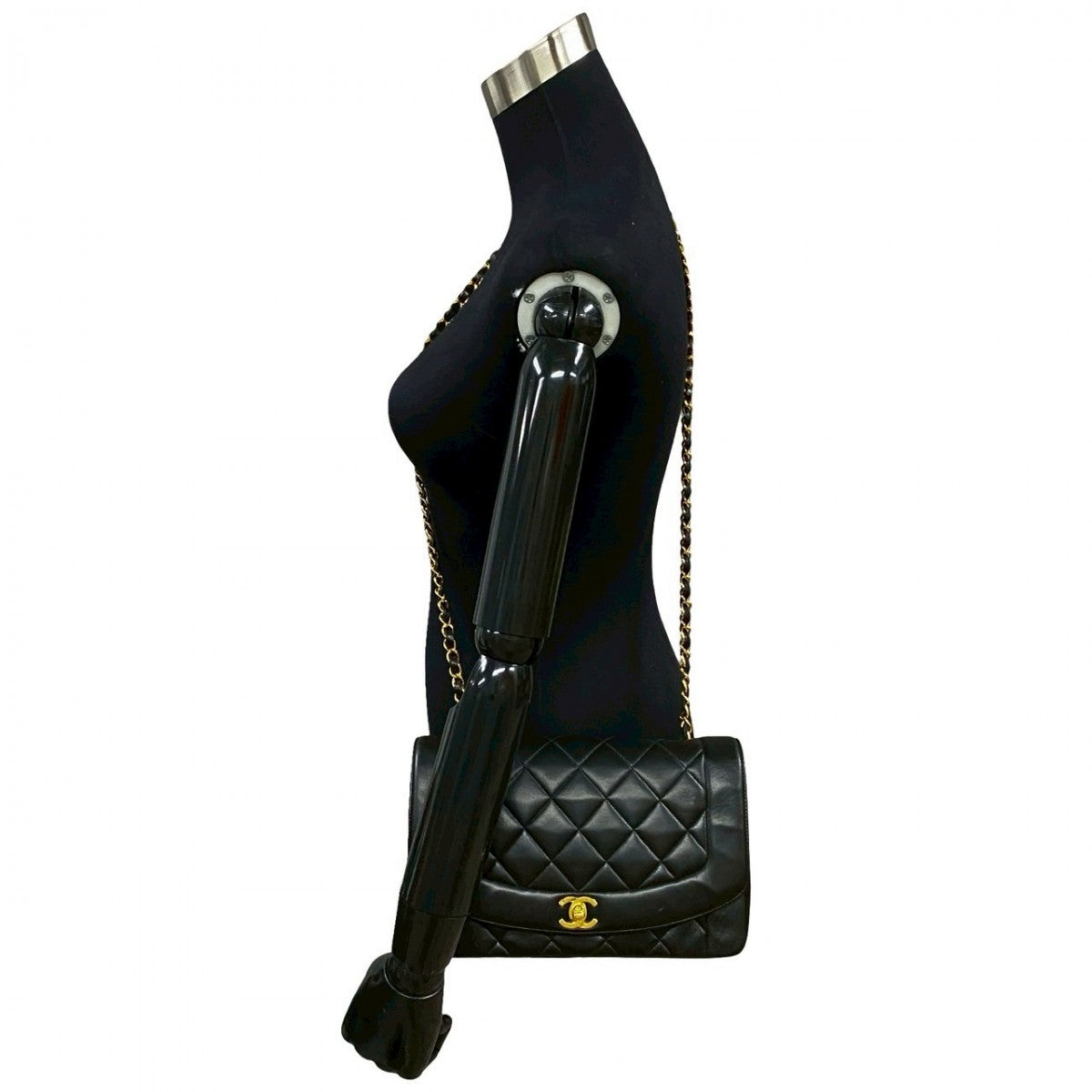 Chanel lambskin COCO Mark Matrasse Diana flap Black Shoulder Bag