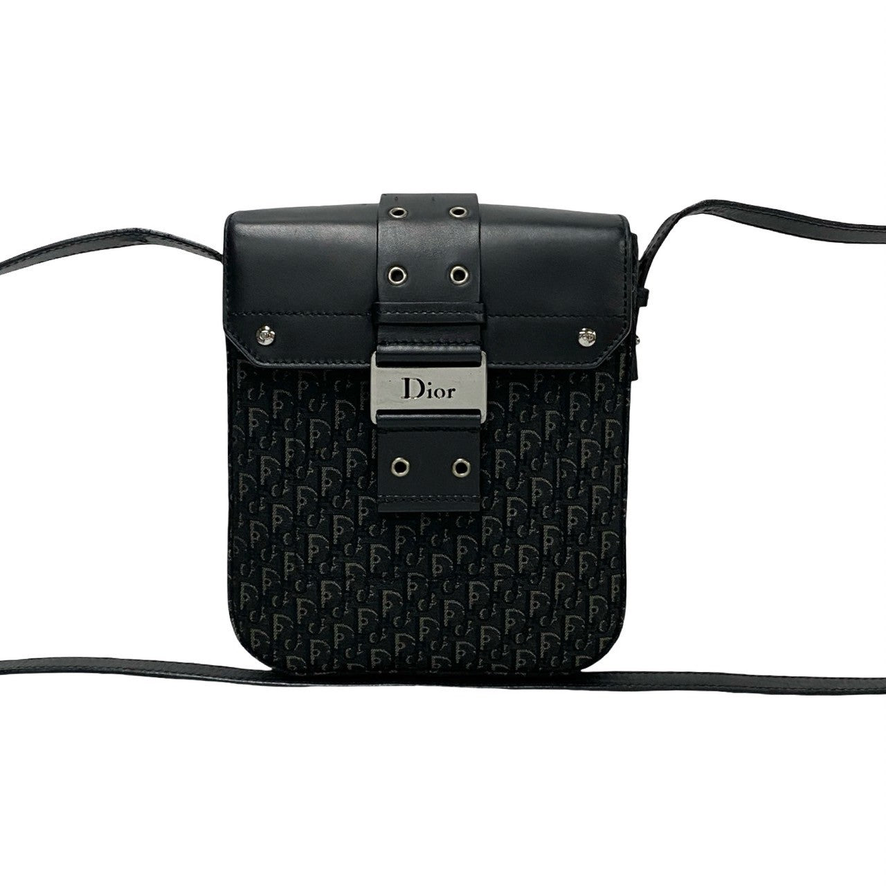 Dior Christian Street Chic Trotter Shoulder Bag Leather Canvas