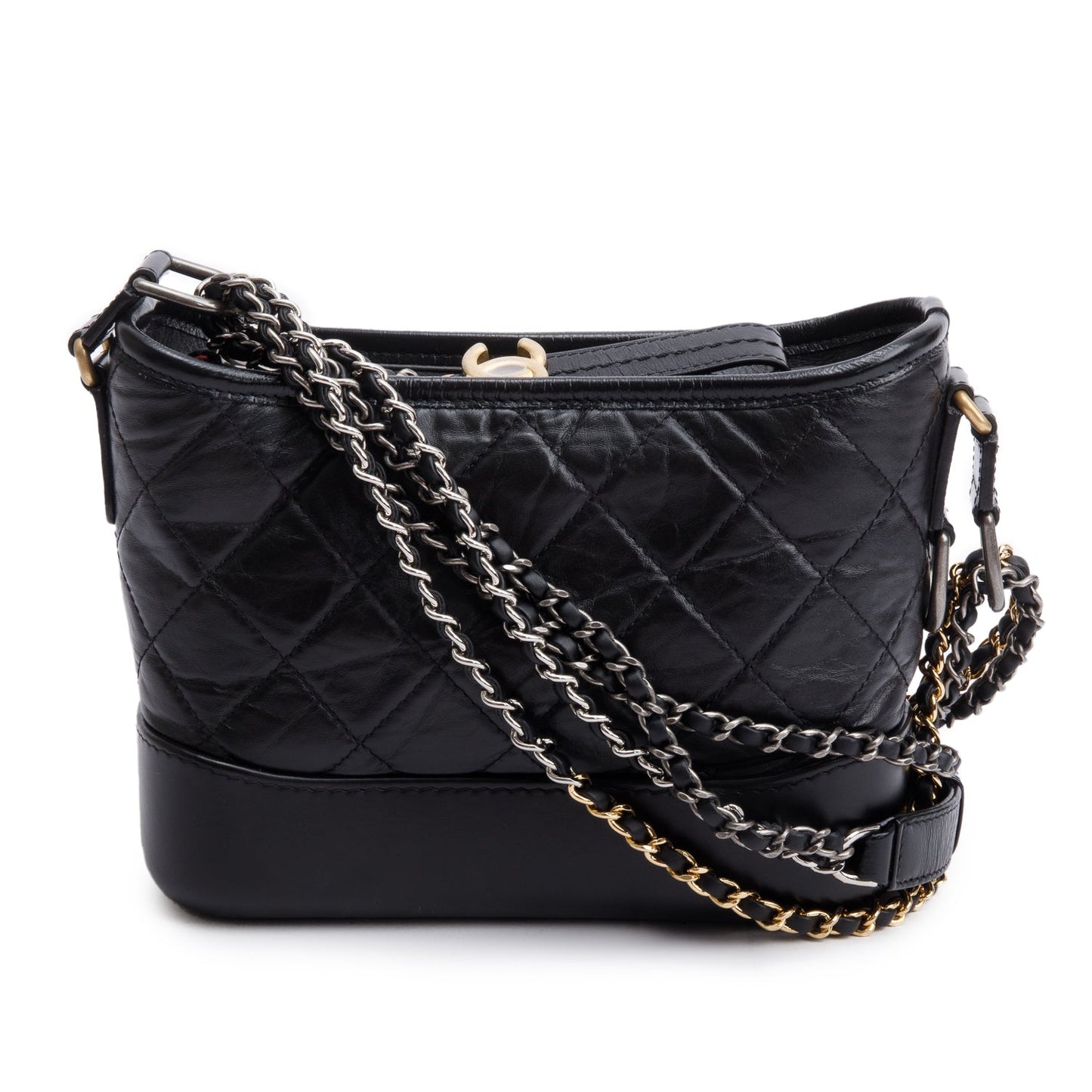 Chanel Aged Gabrielle Hobo Leather Calfskin Black Travel Bag 3