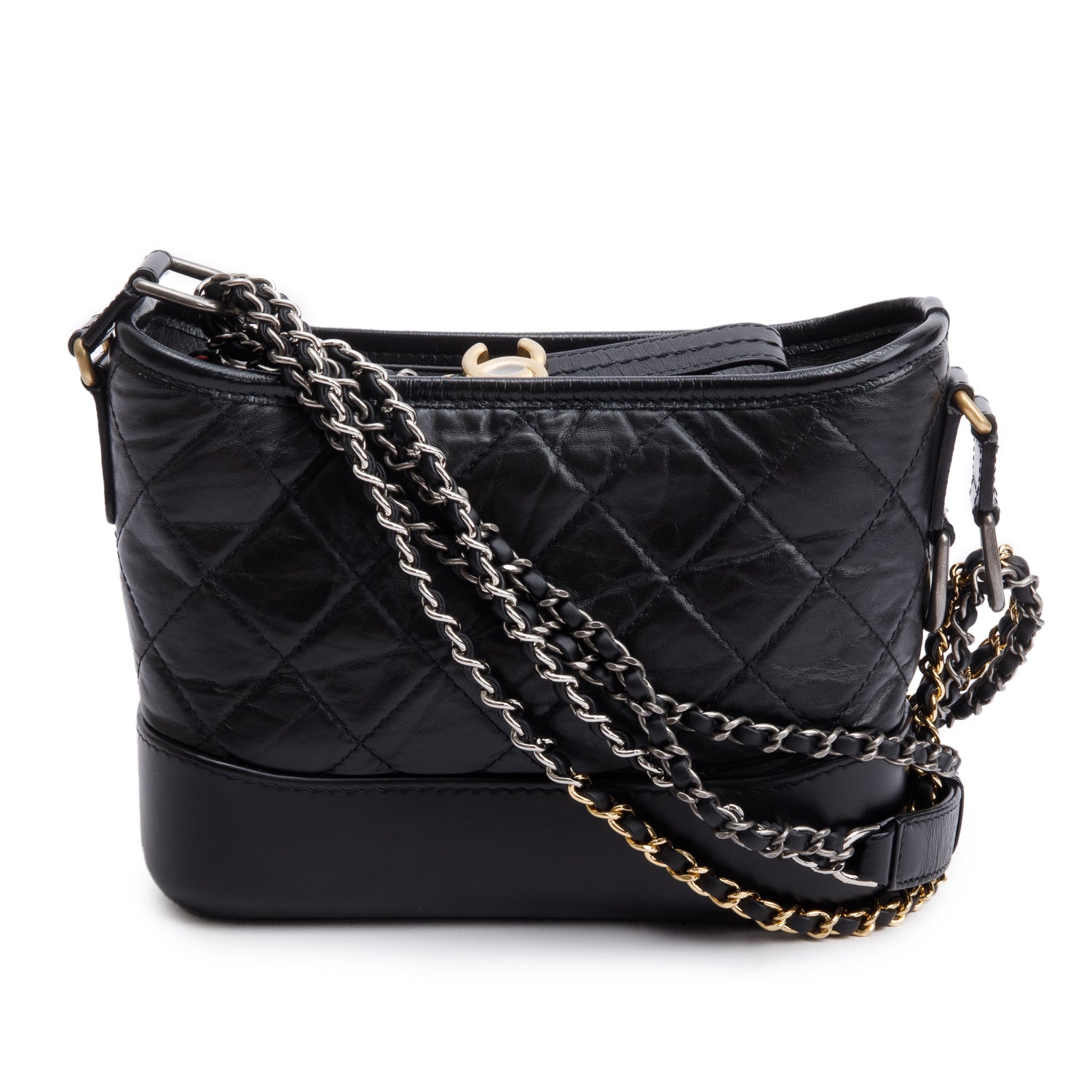 Chanel Aged Gabrielle Hobo Leather Calfskin Black Travel Bag 3