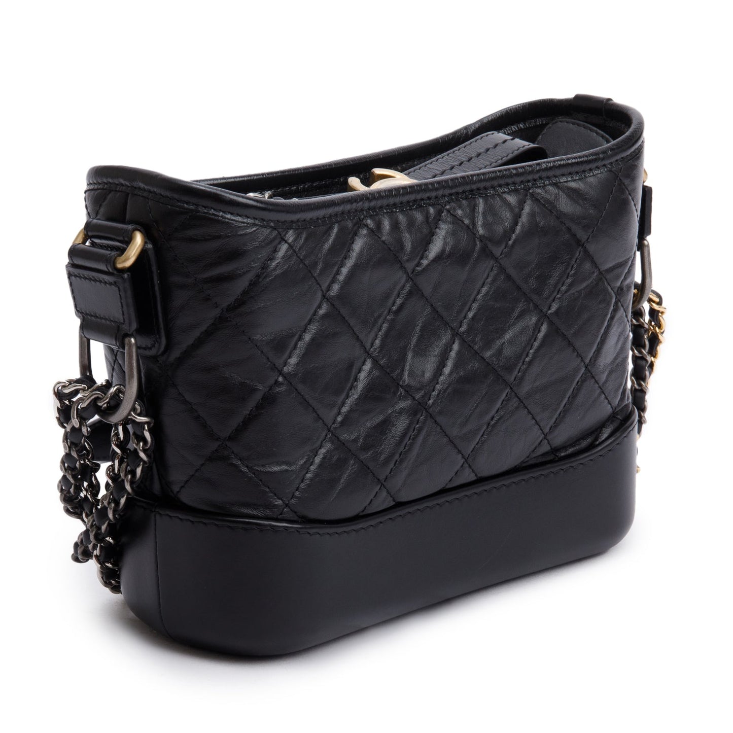 Chanel Aged Gabrielle Hobo Leather Calfskin Black Travel Bag 3