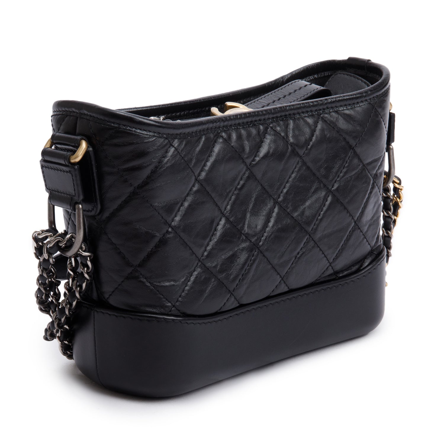 Chanel Aged Gabrielle Hobo Leather Calfskin Black Travel Bag 3